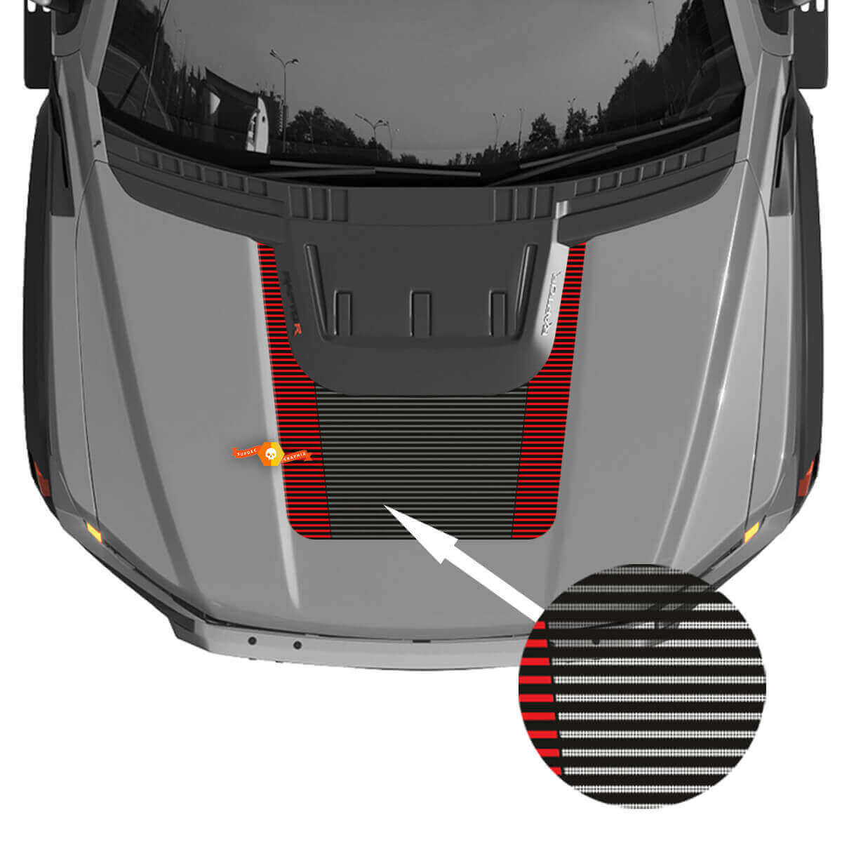 Decalcomania adesiva in vinile Ford F150 Raptor R grafica per cofano 2024
