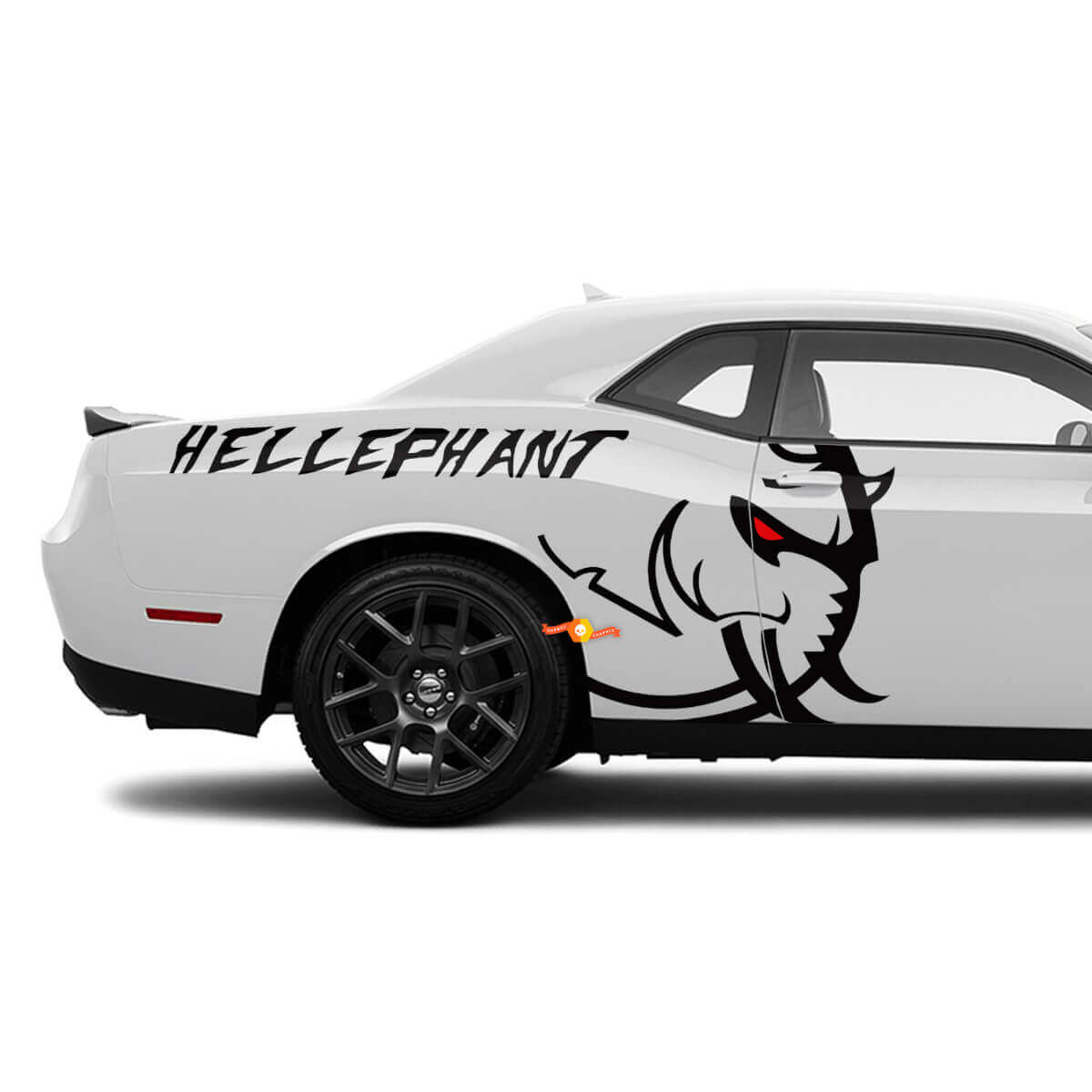 Kit di Adesivi Laterali in Vinile con Logo Hellephant per Dodge Challenger o Charger