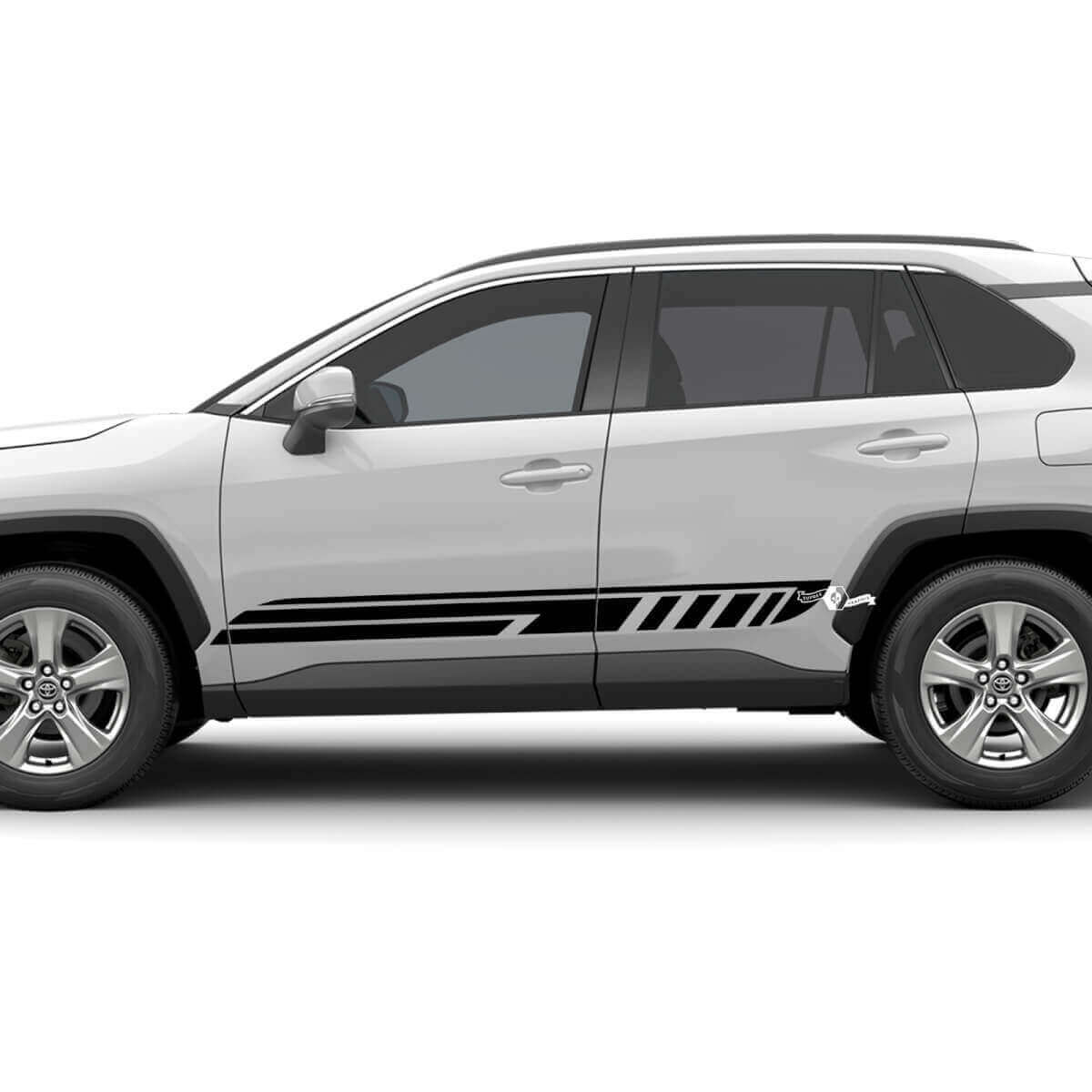 Adesivo Vinile Grafico Strisce Checkered Racing Laterali 2 Per Toyota RAV4