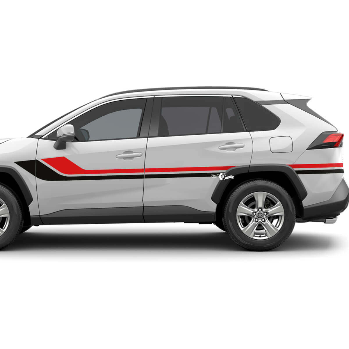 Adesivo grafico con decalcomania grafica in vinile con strisce laterali a due colori adatto per Toyota RAV4
