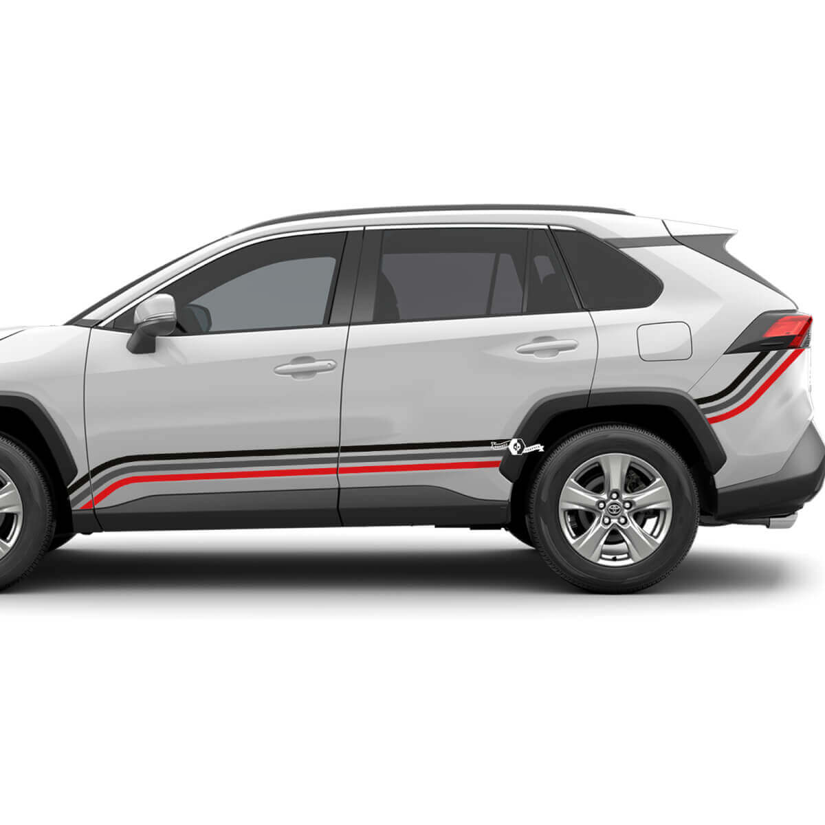 Adesivo grafico con decalcomania grafica in vinile con strisce laterali a due colori adatto per Toyota RAV4
