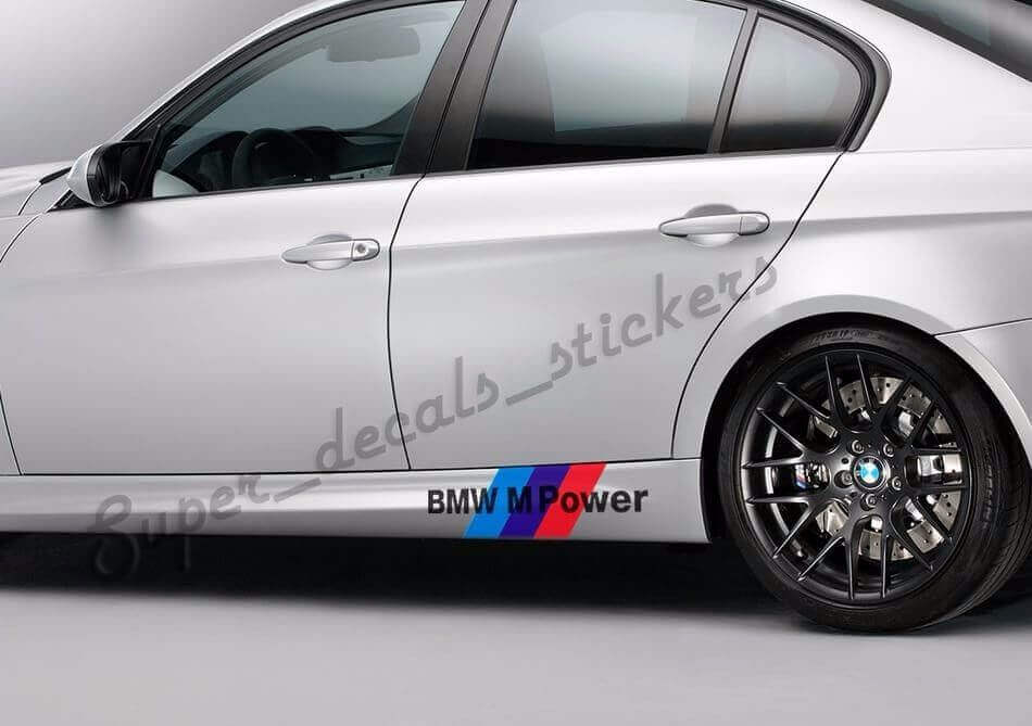 Coppia di Adesivi Vinilici Modello M Power per Minigonne Laterali BMW