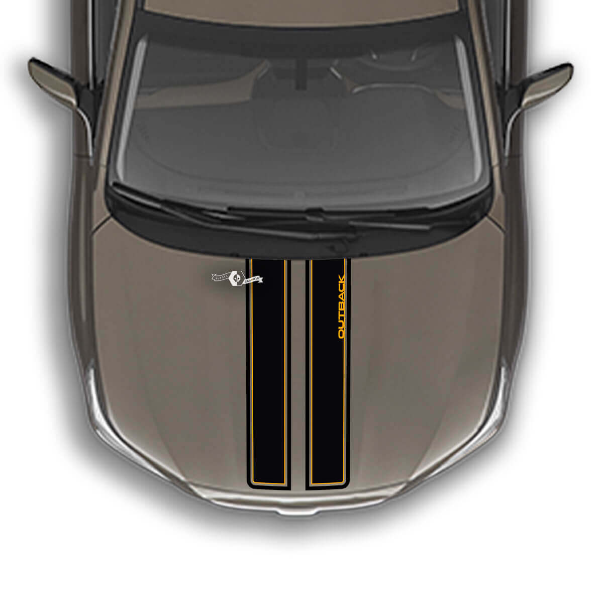 Adesivo grafico decalcomania in vinile montagne a strisce sul cofano adatto a Suba Outback
