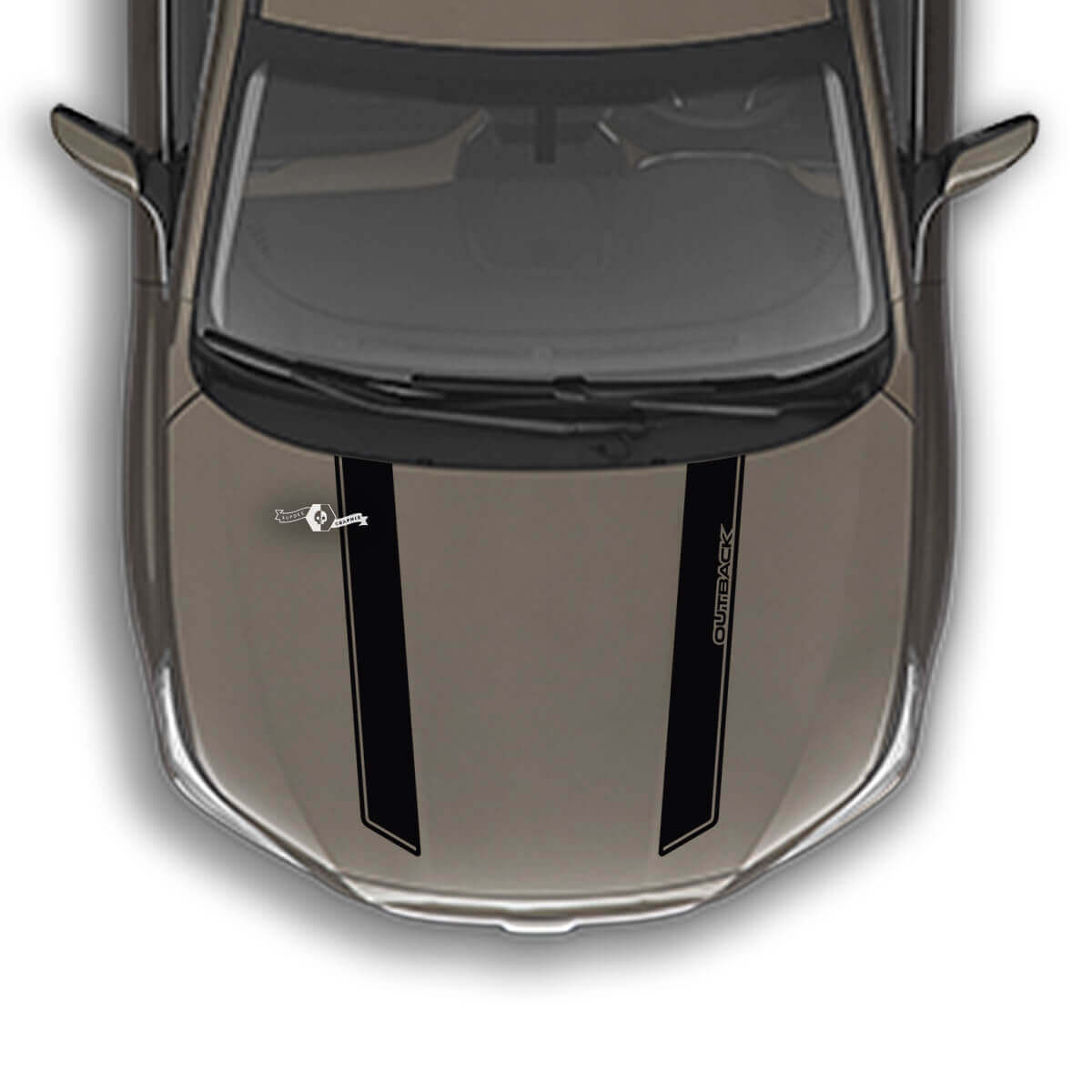 Adesivo grafico con decalcomania in vinile a due strisce per cofano adatto a Suba Outback
