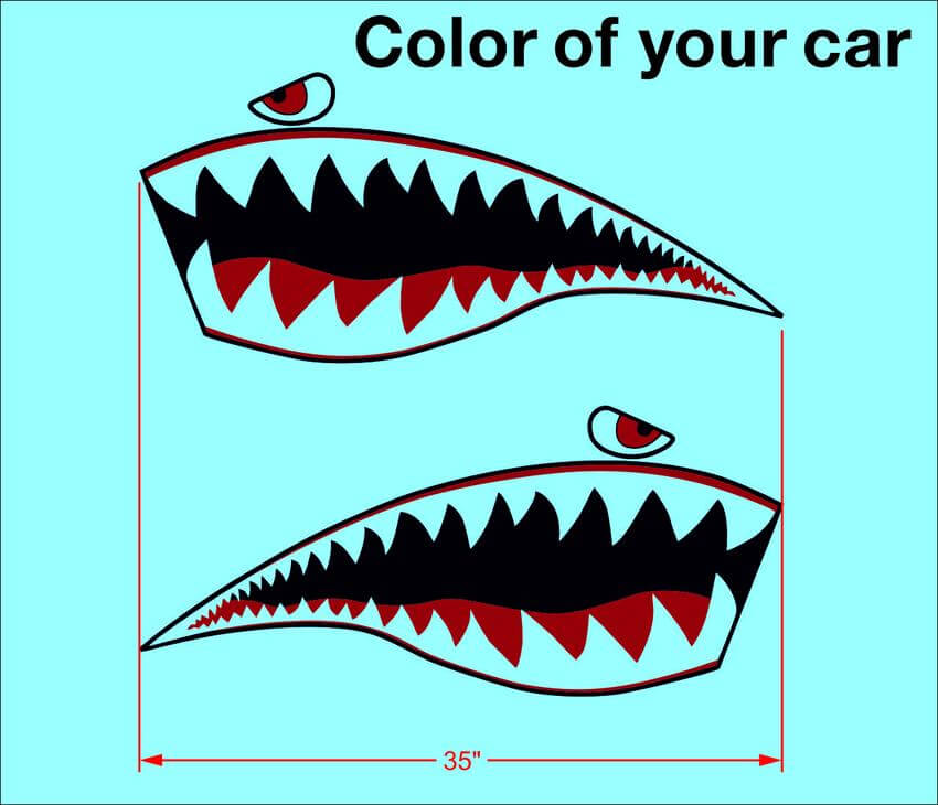 Coppia Warhawk adesivo decalcomania vinile tigre volante denti di squalo Jet Bite War Hawk