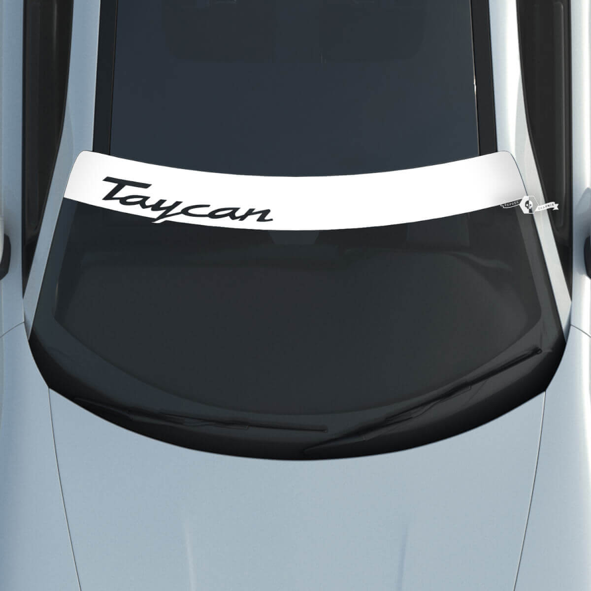 Logo Parabrezza Porsche Taycan con Kit Adesivo Decalcomania Strisce di Sfondo
