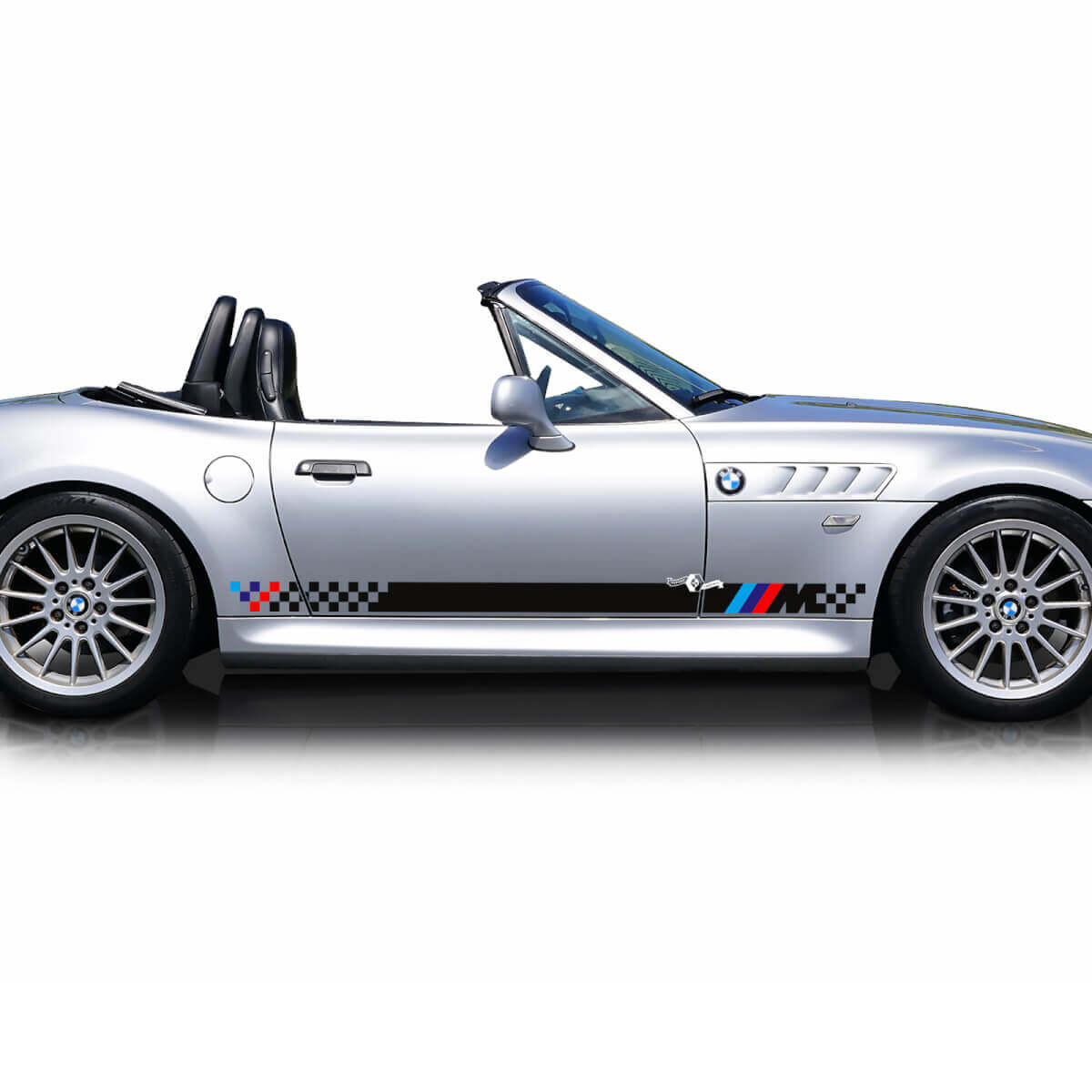 Coppia di strisce BMW Z3 M Adesivo in vinile a scacchi per porte laterali
