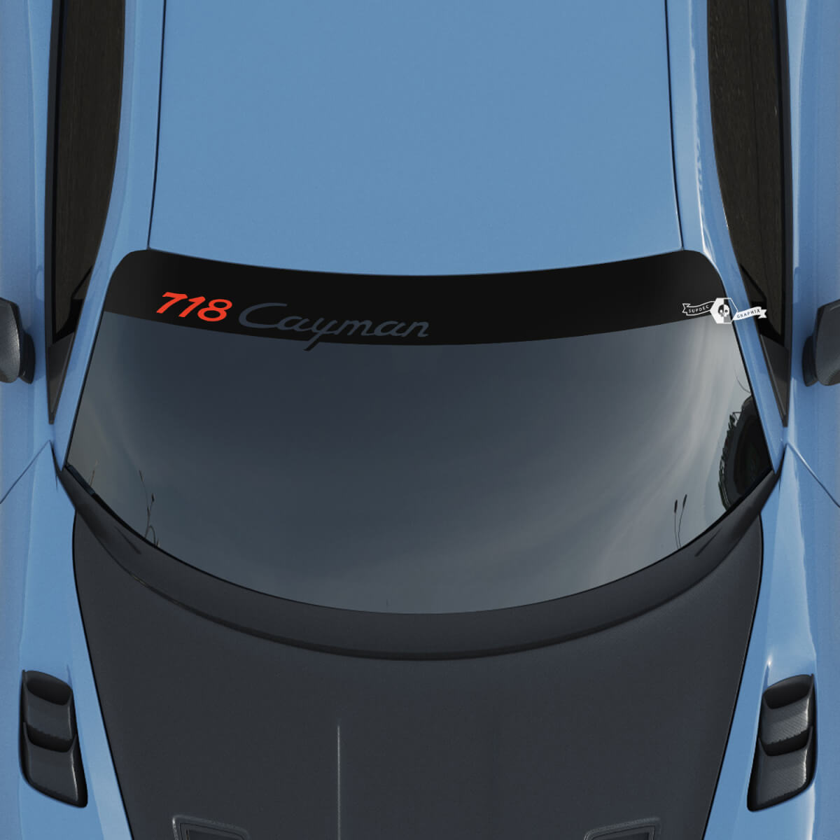 Adesivo decalcomania per parabrezza con logo Porsche Turbo GT con strisce di sfondo
