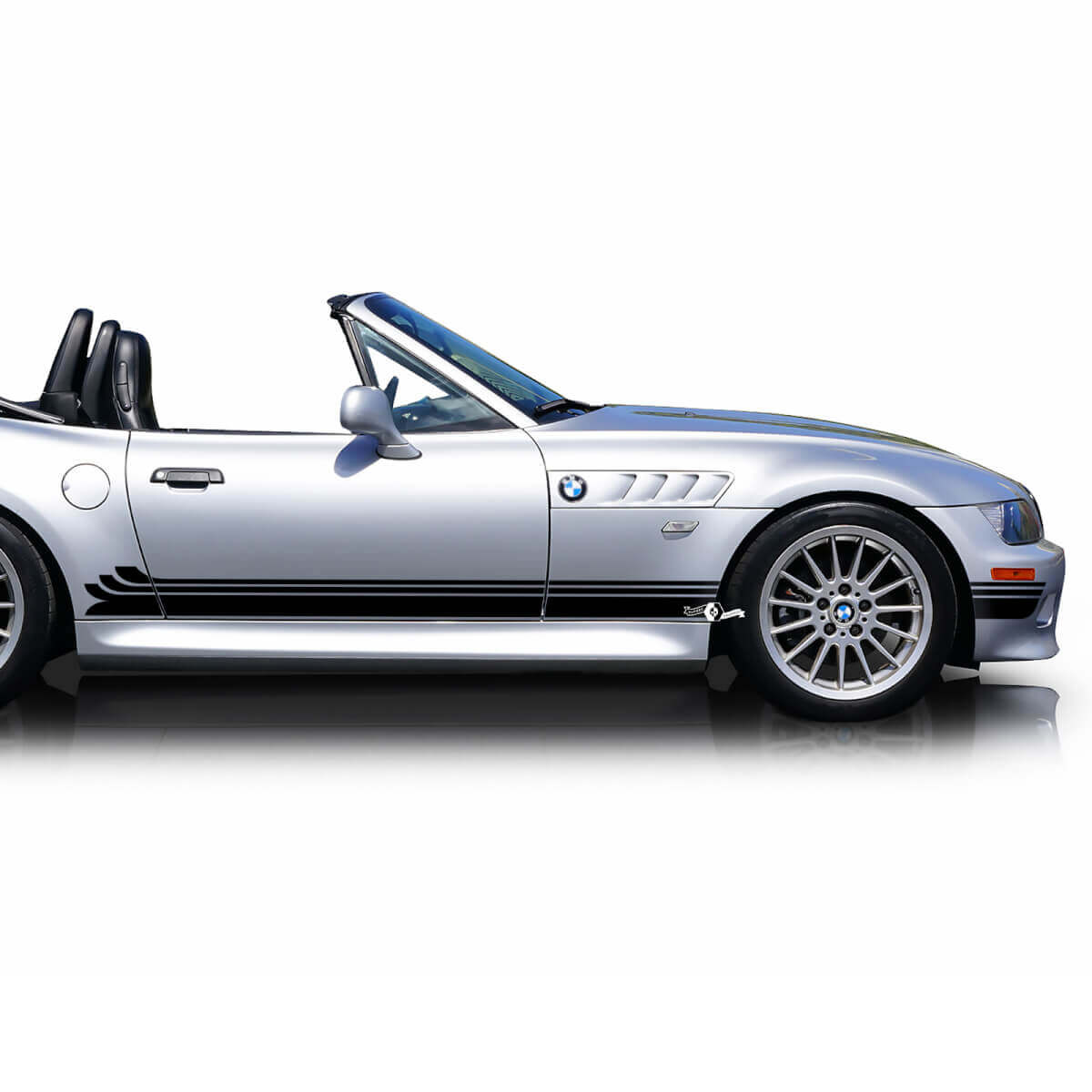 Coppia adesivi decalcomania in vinile a tre strisce per porte laterali con pannello basculante BMW
