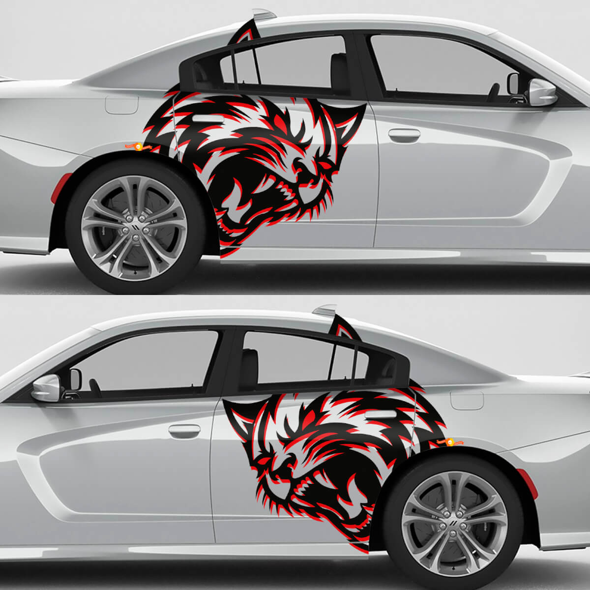 Kit di Adesivi in Vinile per Parafango Posteriore Enorme Wildcat per Dodge Challenger Charger