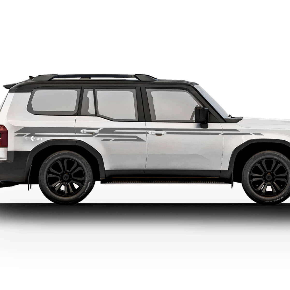 Kit adesivi in vinile per fiancate Toyota Land Cruiser Prado 2024 - Strisce grafiche adesive.
