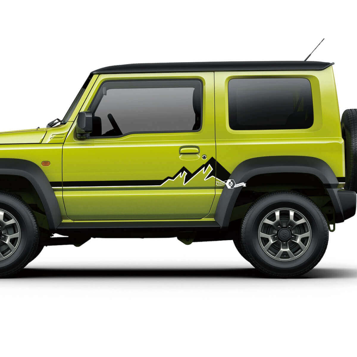 Abbina Suzuki Jimny Side Doors Mountain Graphics Decal Lines Sticker 2 colori
