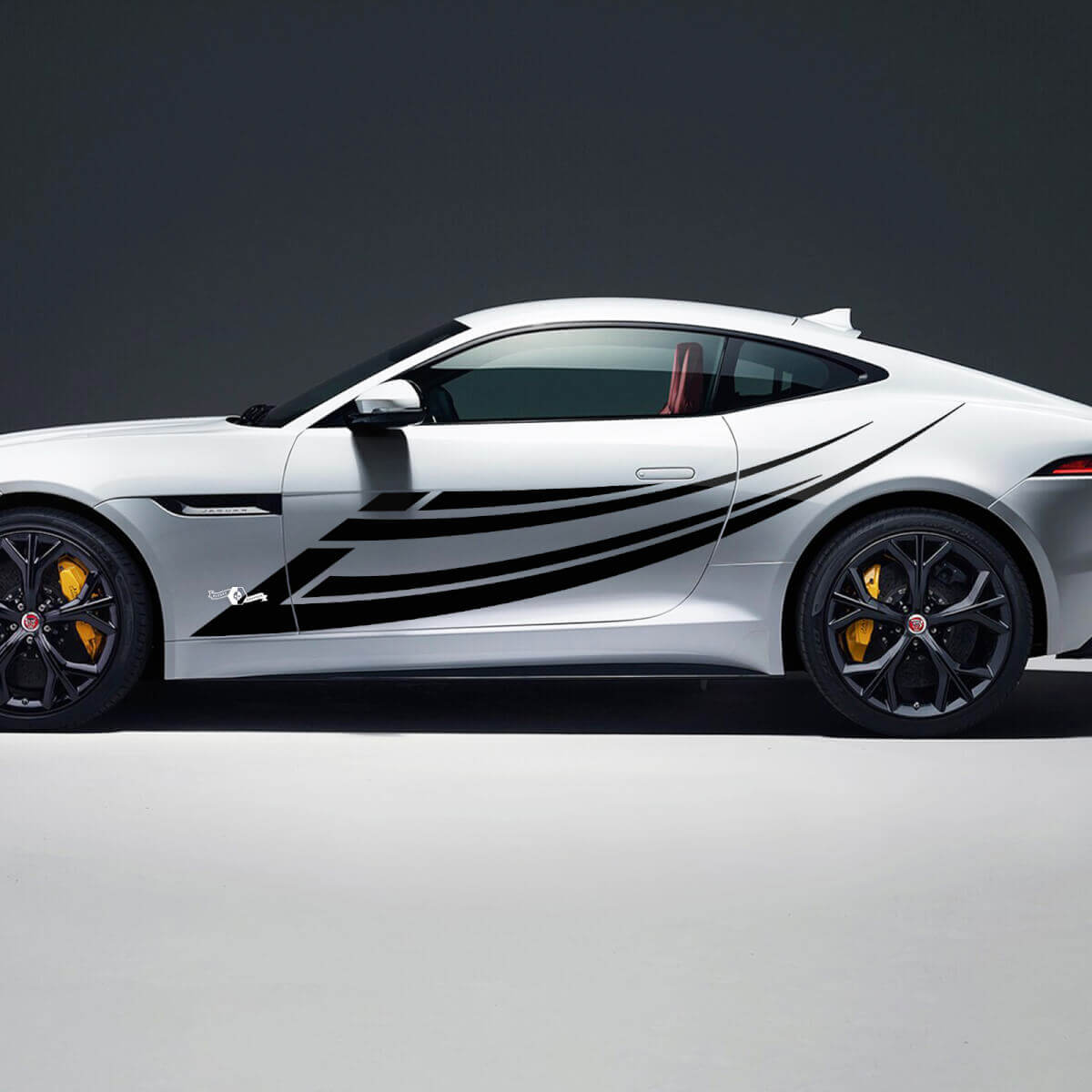 2x adesivi in ​​vinile con grafica laterale per porte Jaguar F-Type R
