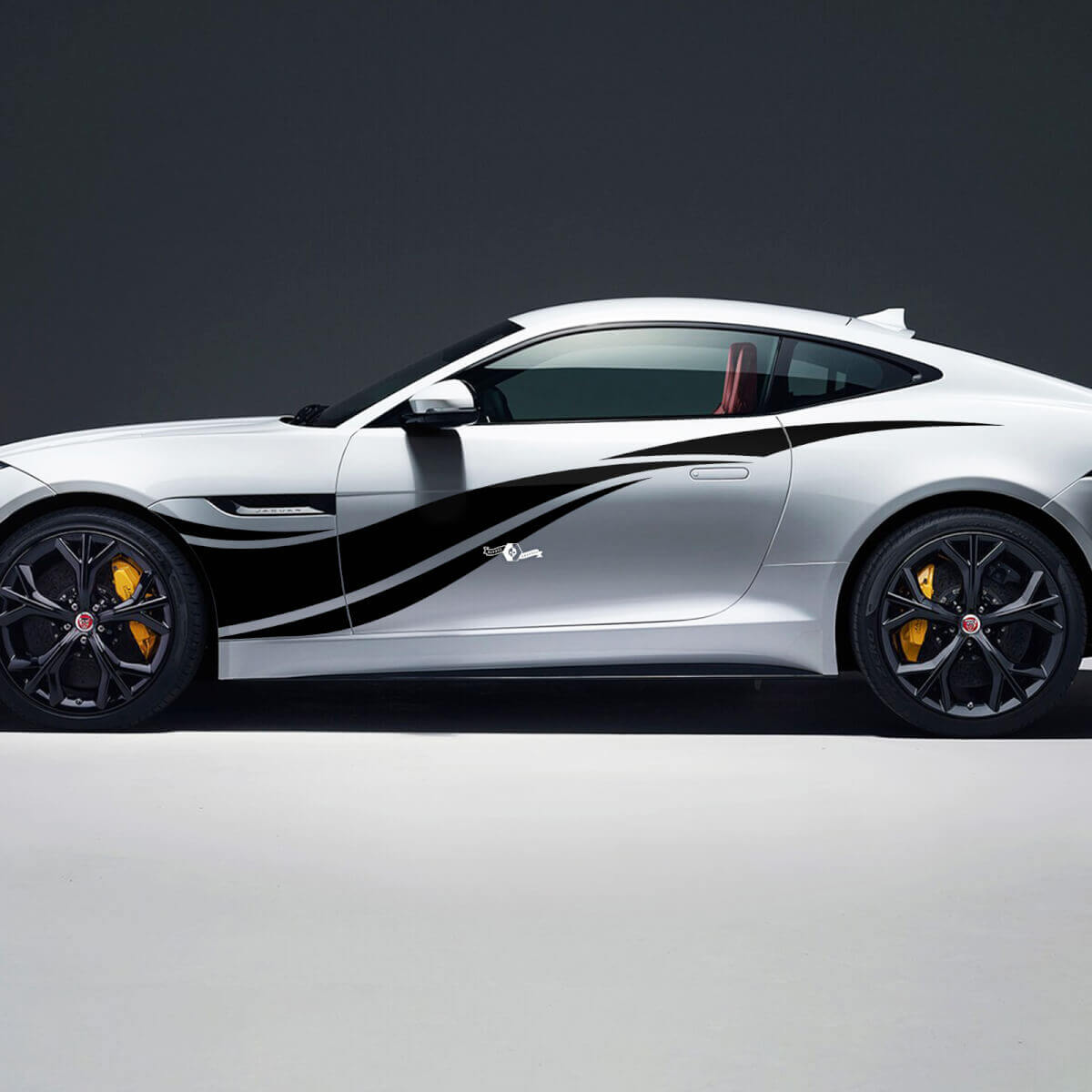 2x adesivi in ​​vinile con grafica laterale per porte Jaguar F-Type R Side Racing
