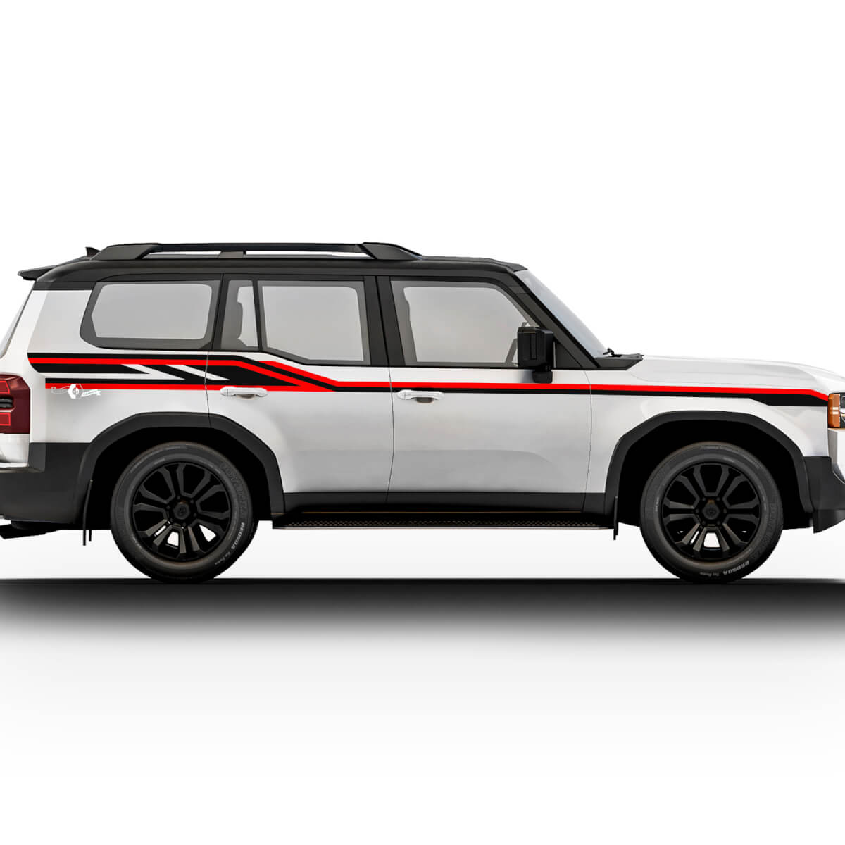 Toyota Land Cruiser Porte Strisce Adesivi Decalcomanie Vinile Adesivi grafici Decalcomanie Kit 2
