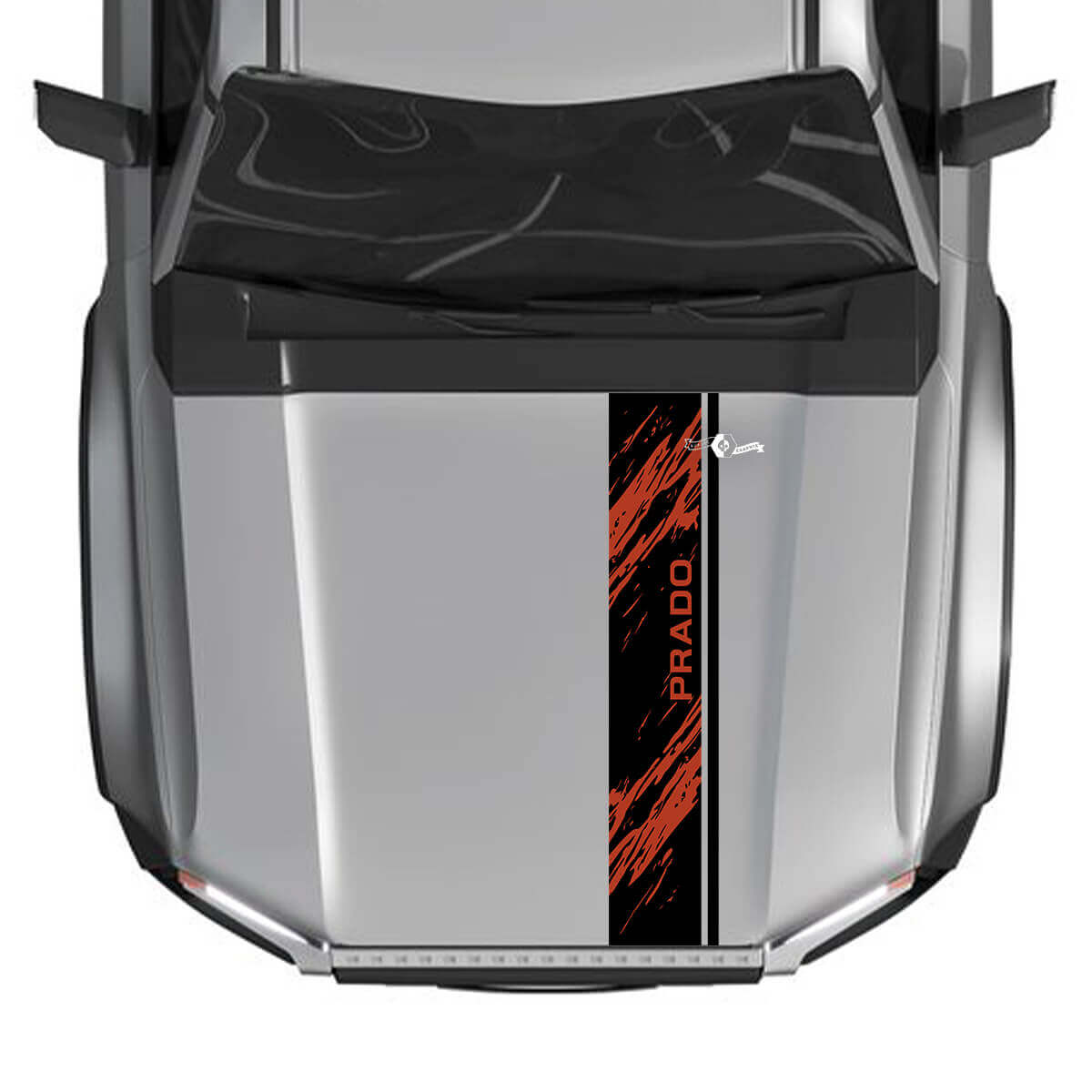 2024 Toyota Land Cruiser Prado Hood Stripe Distrutto Decalcomanie Decalcomanie grafiche in vinile 2 colori
