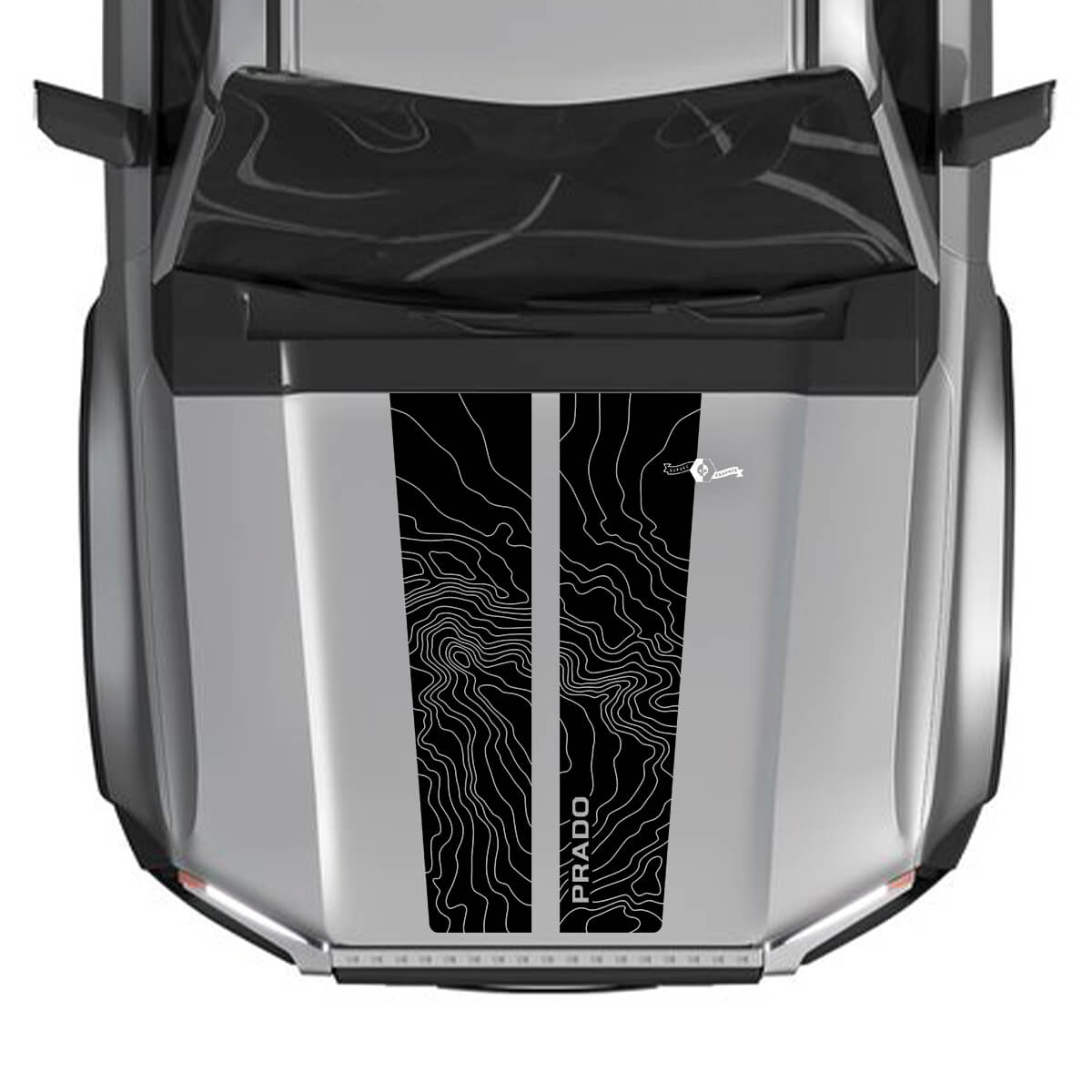 Adesivi per decalcomanie per cofano con mappa di contorno topografico per Toyota Land Cruiser 2024 - Grafica in vinile personalizzata
