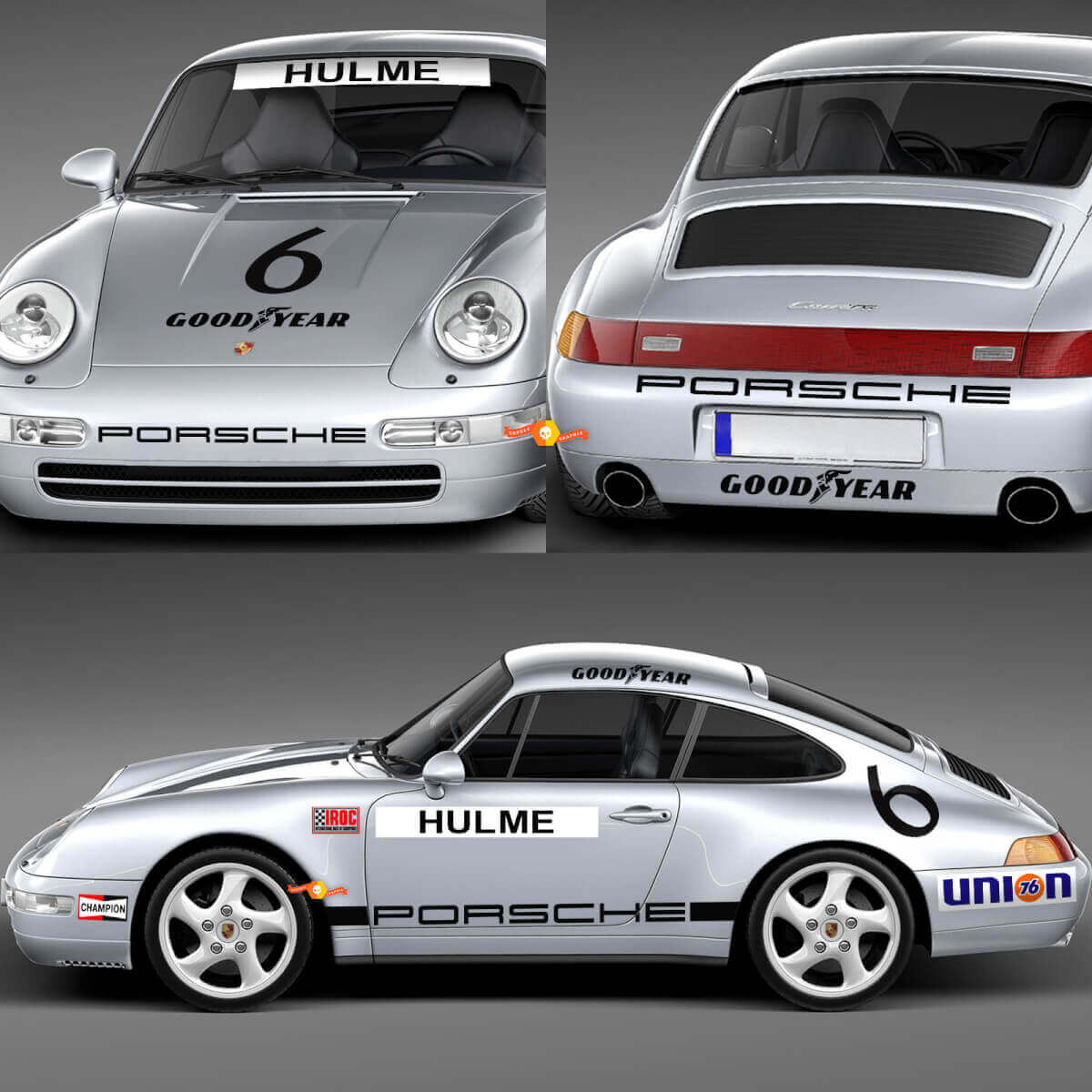 Set di decalcomanie per adesivi Porsche 911 Racing del 1974 - Grafica classica in vinile per restauro e personalizzazione
