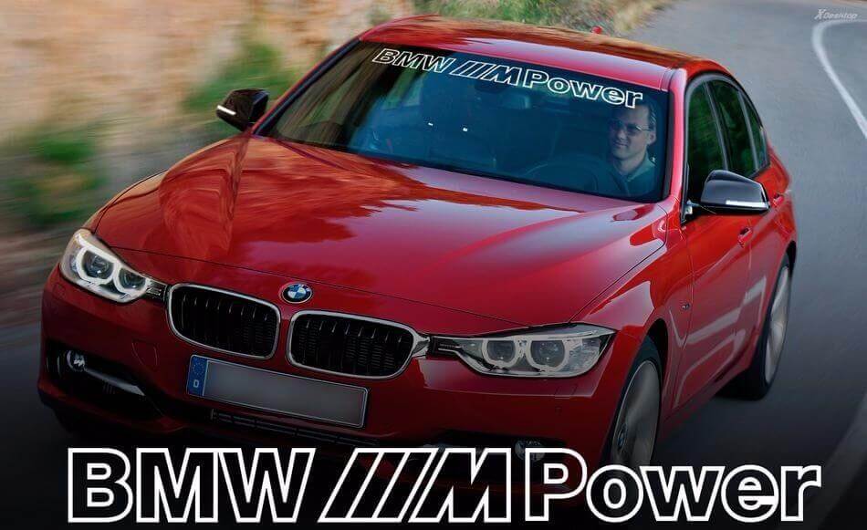 Adesivo in vinile con contorno stile BMW M Power per parabrezza BMW