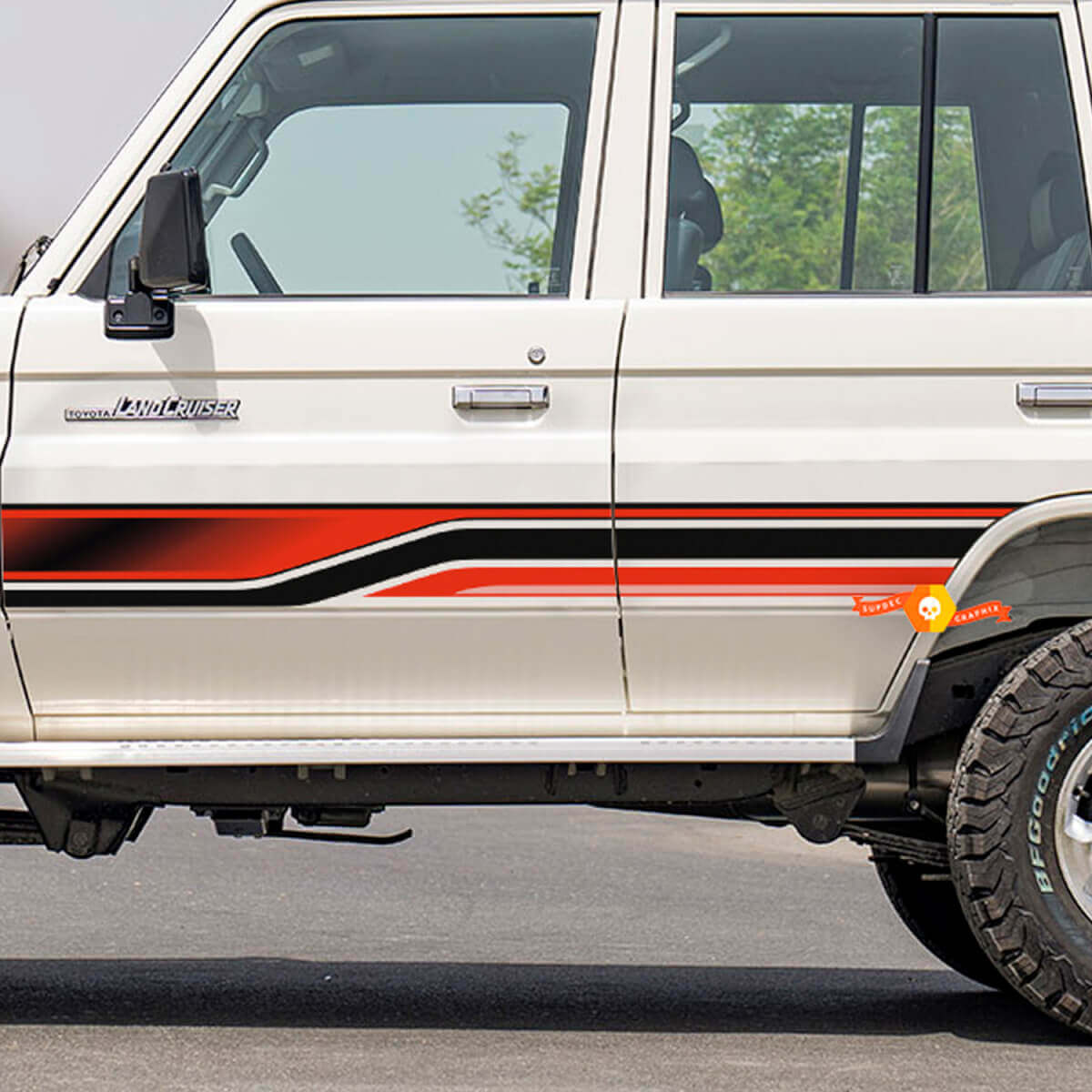 Kit di decalcomanie adesive per strisce laterali retrò per Toyota Land Cruiser GRJ76 - Grafica in vinile personalizzata 2
