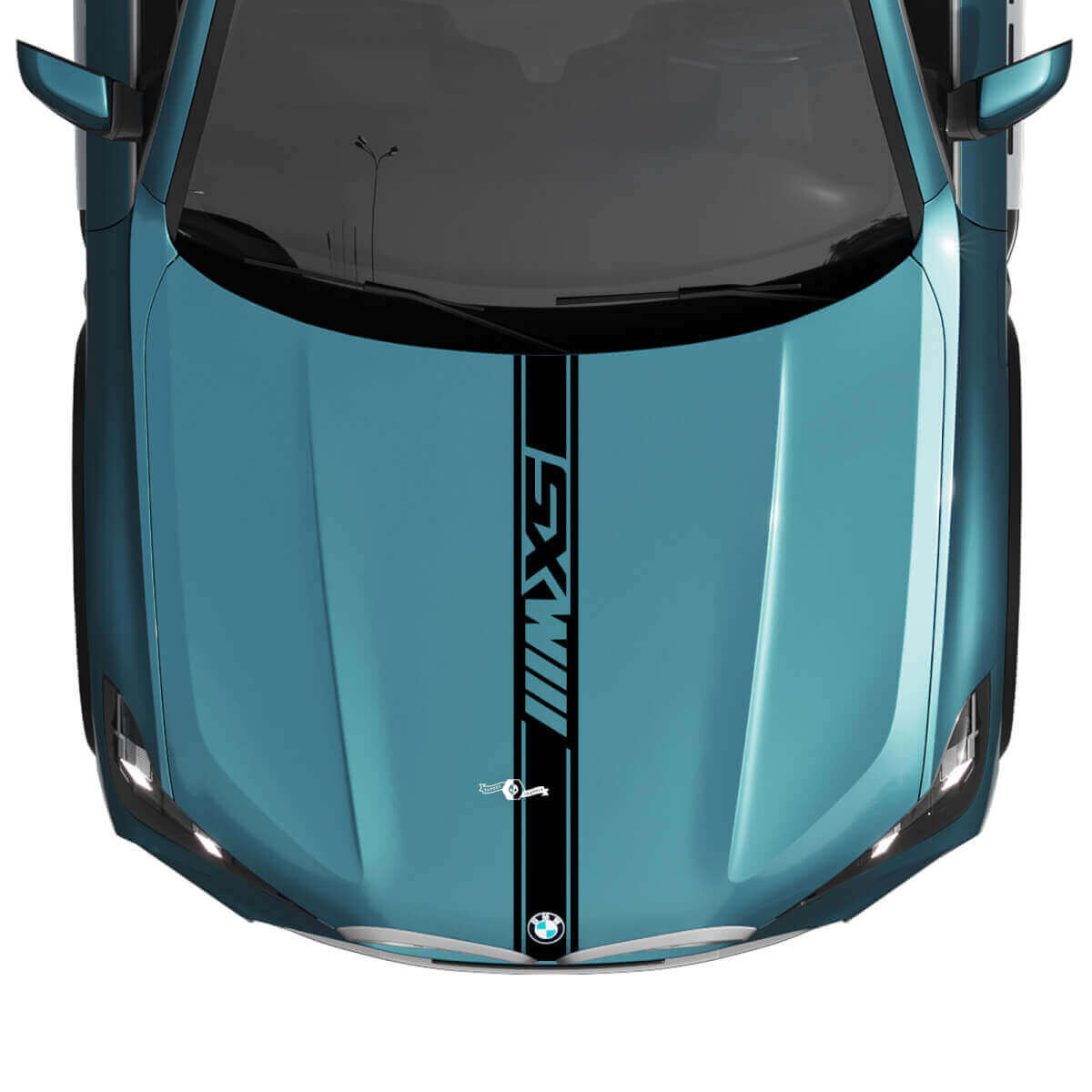 Decalcomania adesiva personalizzata con strisce personalizzate per cofano BMW X5 G05 - Vinile M Performance
