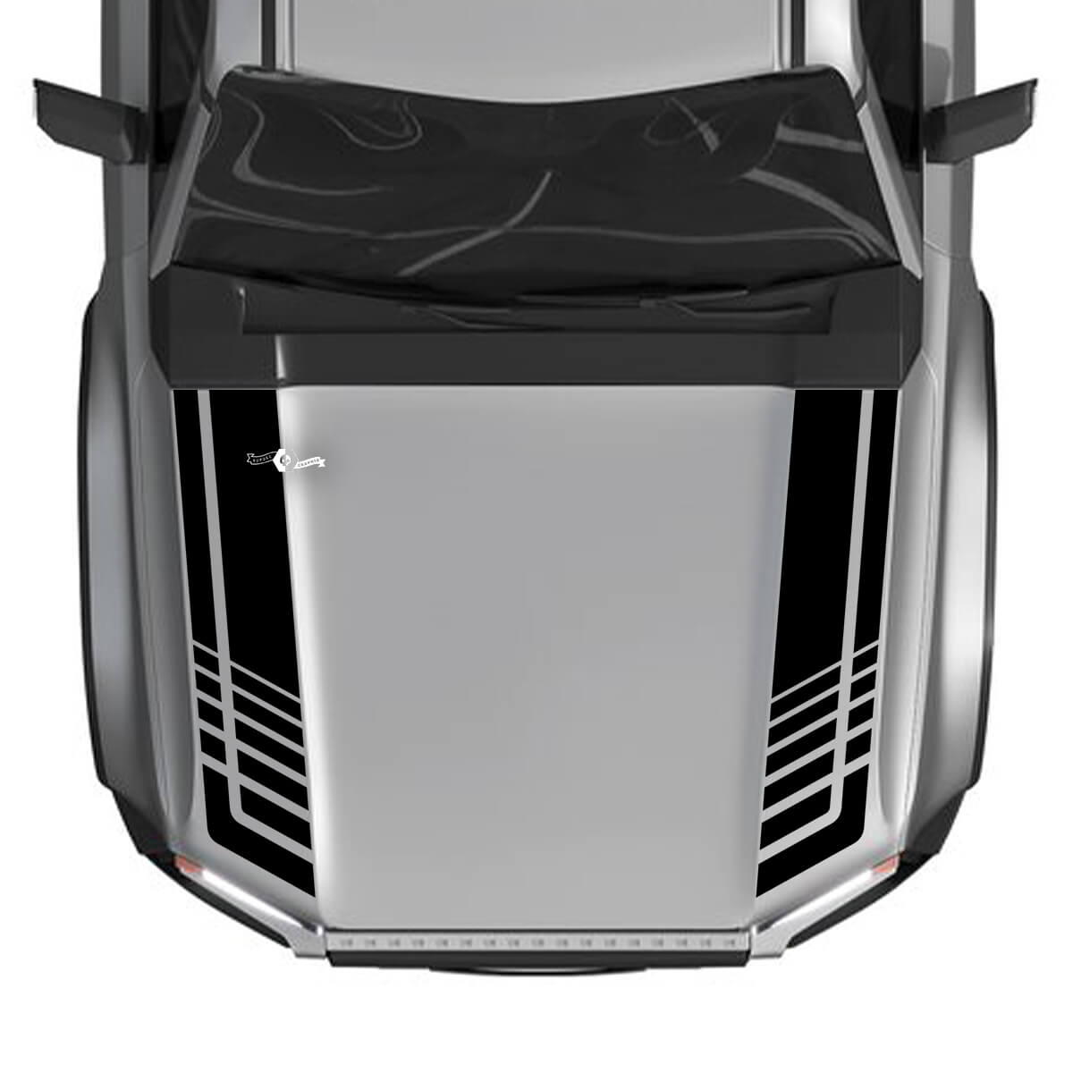 Adesivo per decalcomanie stroboscopiche a strisce sul cofano Toyota Land Cruiser Prado - Kit grafico in vinile bicolore
