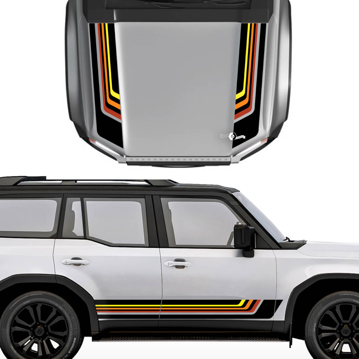 Adesivo per decalcomanie a strisce per cofano e lati Toyota Land Cruiser Prado - Kit grafico in vinile
