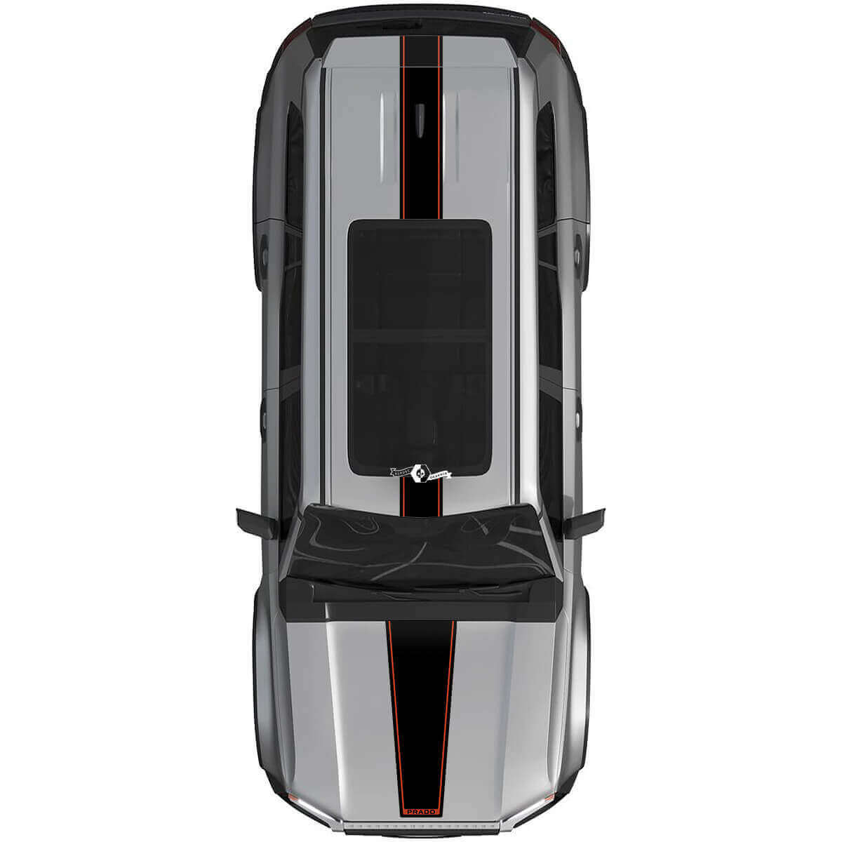 Kit di Adesivi in Vinile Strisce Tetto Cofano Rally per Toyota Land Cruiser Prado