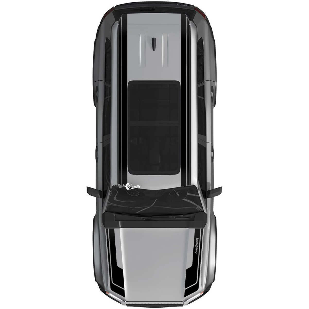 Adesivo per decalcomanie Rally a doppia striscia per cofano e tetto Toyota Land Cruiser Prado - Kit grafico in vinile 2
