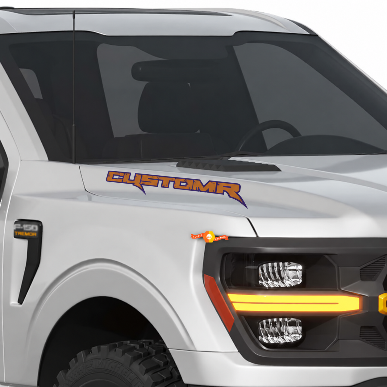 CUSTOMR Distressed Outline Hood Lettering Pair Cofano Adesivo in vinile per Ford F-150