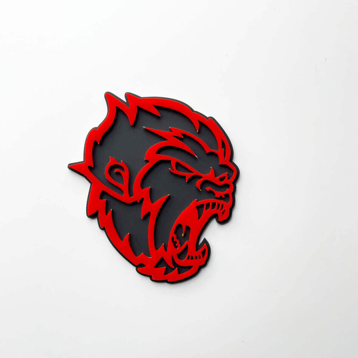Emblema dei distintivi del parafango 3D Angry Yeti Sasquatch Bigfoot Grigio vs rosso
