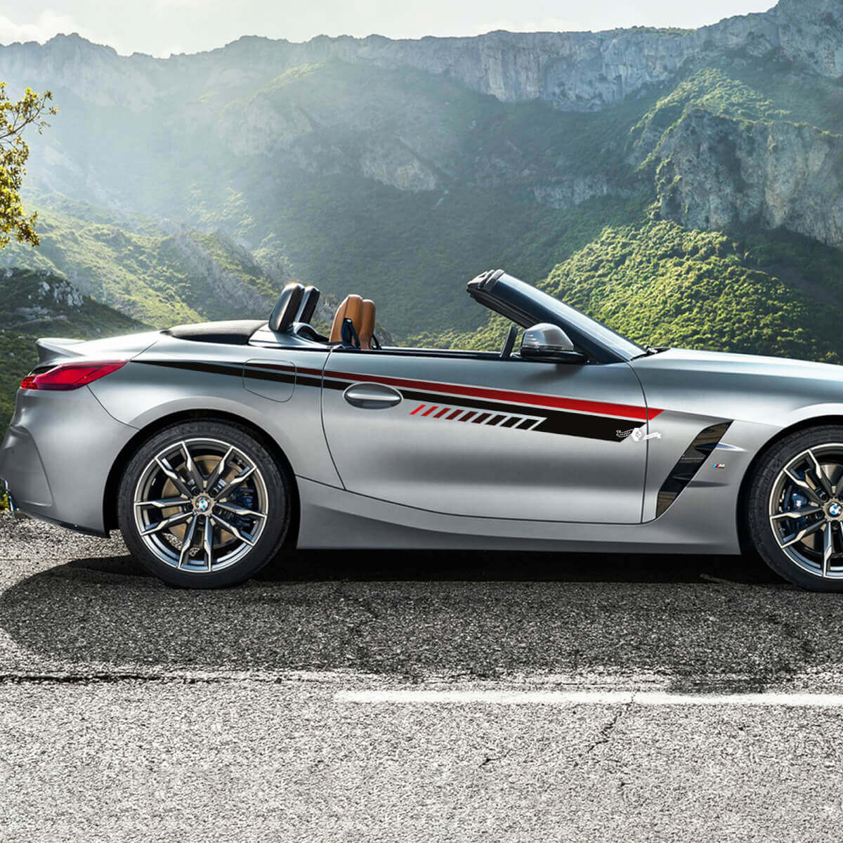Adesivo decalcomania in vinile con strisce stroboscopiche per accenti laterali adatto alla BMW Z4
