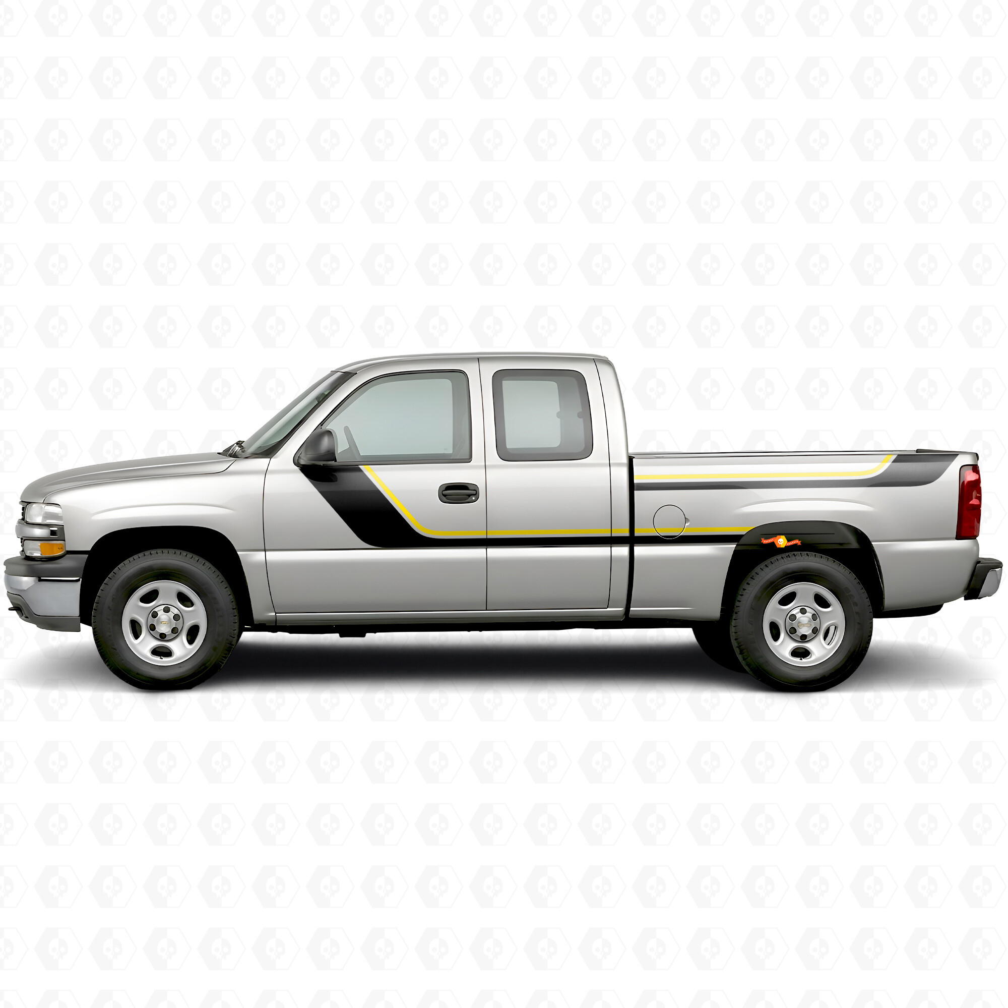 Strisce Viniliche Decorazione Superiori a Spazzata per Porta e Fiancata per Chevrolet Silverado 1500 GMT800 1999-2007