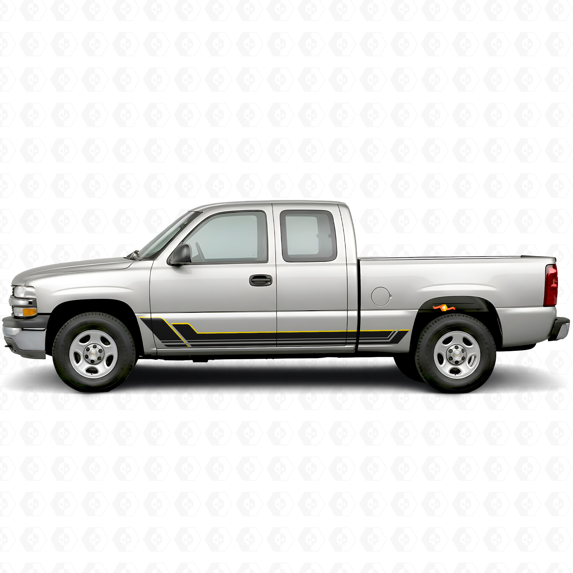 Strisce Viniliche Angular Outline per Portiera e Pannello Battitacco per Chevrolet Silverado 1500 GMT800 1999-2007