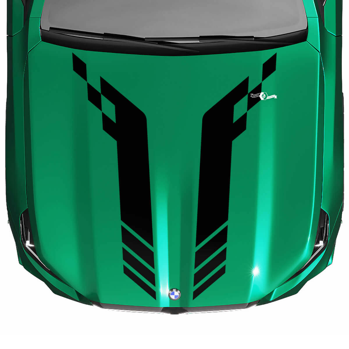 Decalcomania per parabrezza a scacchi Racing con logo M per BMW Serie 5 G60 M5 G90
