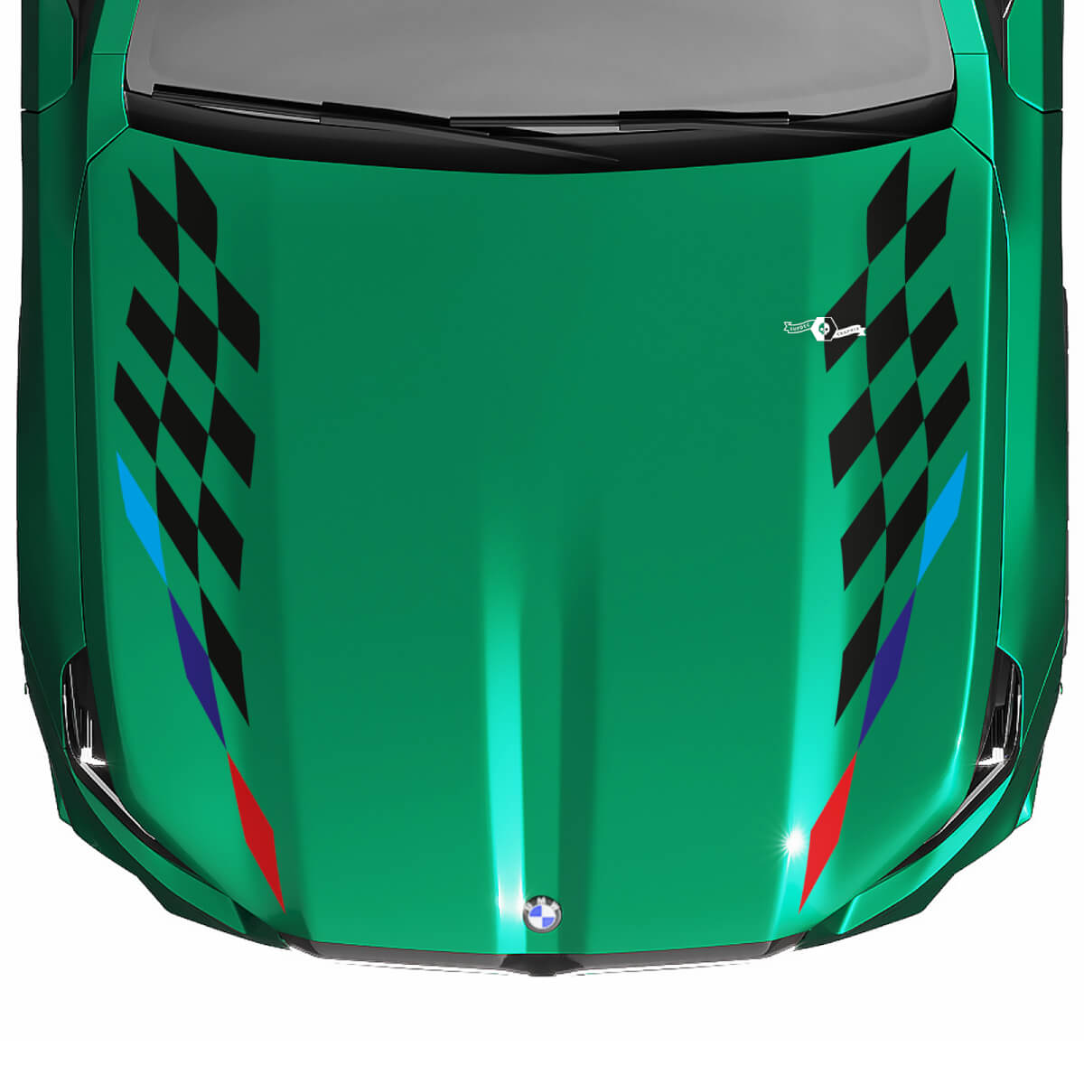Decalcomania per cofano con bandiera a scacchi Stripes Racing M Colors per BMW Serie 5 G60 M5 G90
