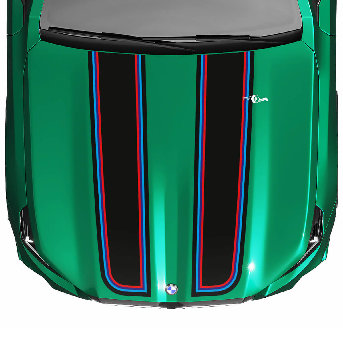 Decalcomania per cofano con bandiera a scacchi Stripes Racing M Colors per BMW Serie 5 G60 M5 G90
