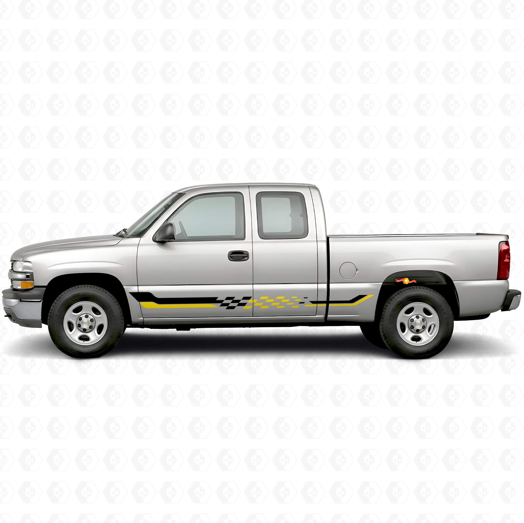 Strisce in vinile a scacchi per porta di gara e pannello laterale per Chevrolet Silverado 1500 GMT800 1999-2007