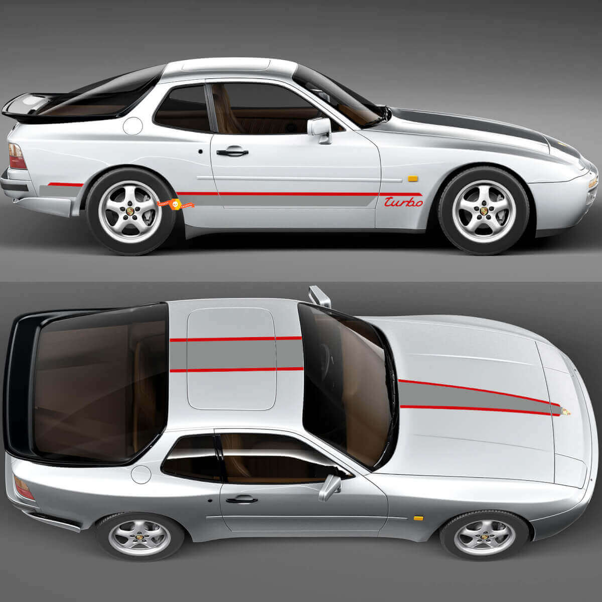 Kit tetto cofano Porsche 944 Turbo Stripes Sides - Grafica personalizzata in vinile
