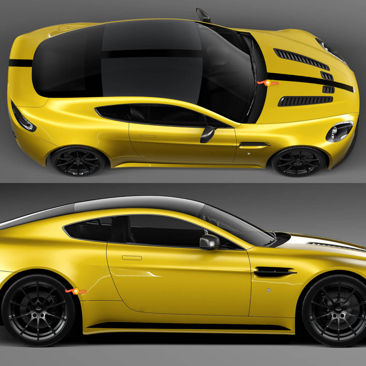 Autoadesivi delle decalcomanie del vinile del tronco del tetto del cofano a strisce F1 del corpo intero Aston Martin V8 Vantage Coupe
