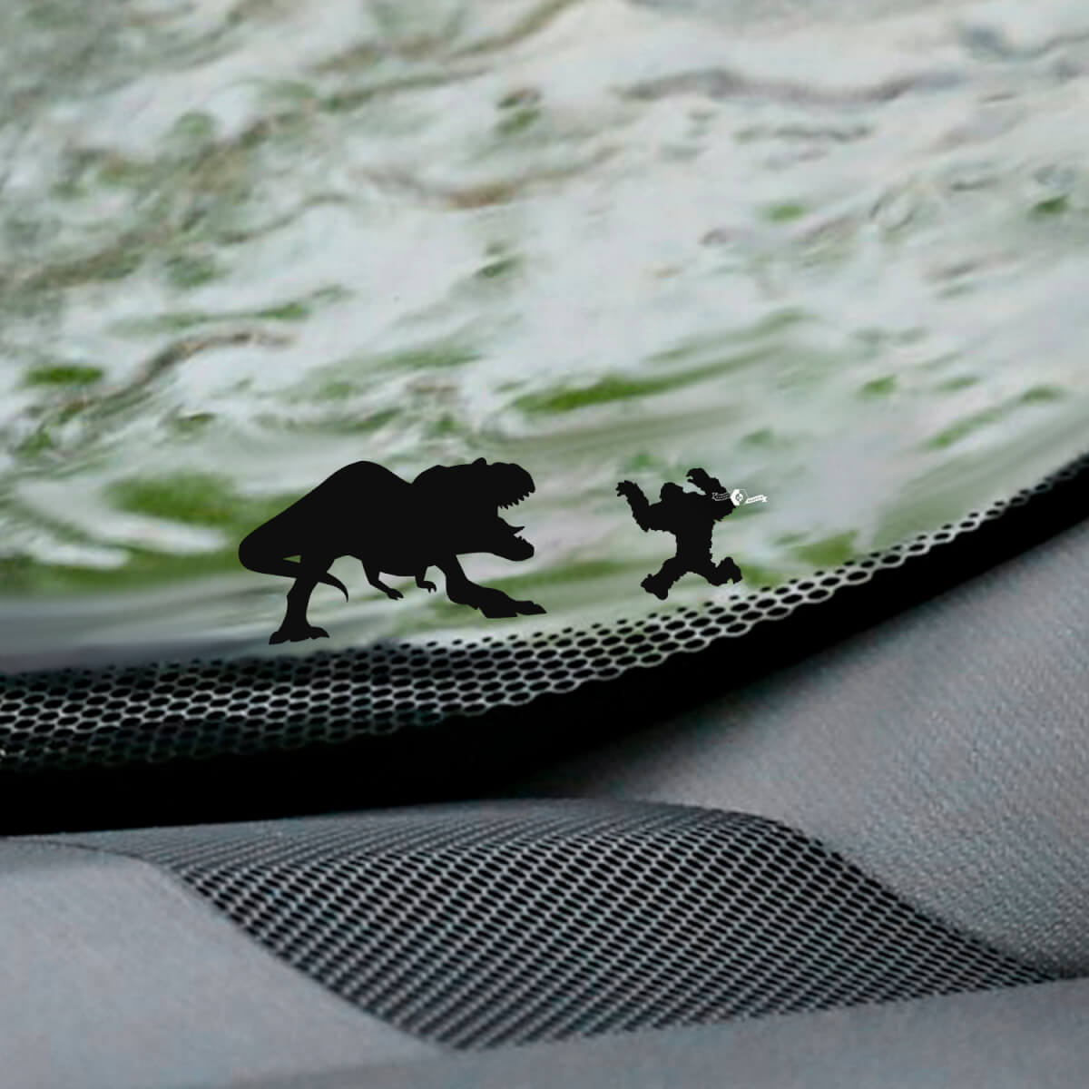 Decalcomania per angolo dell'uovo di Pasqua del parabrezza Bigfoot T-Rex e Yeti - grafica in vinile personalizzata
