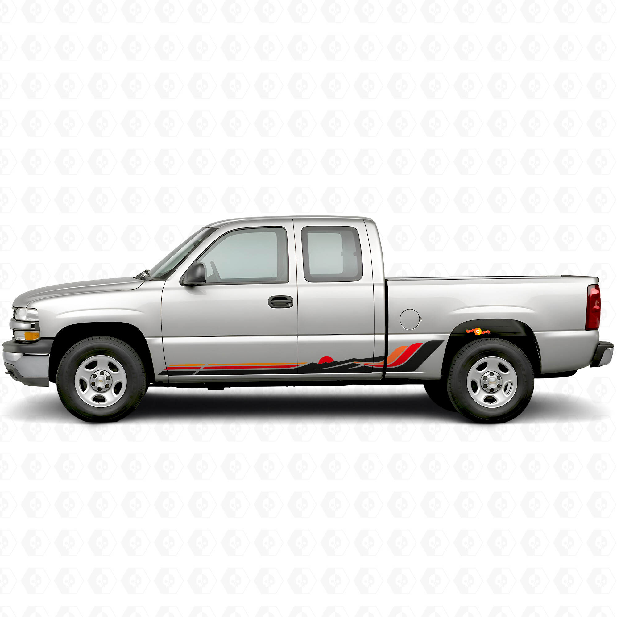 Strisce in Vinile Retro Mountain Wave per Porta e Modanature Laterali per Chevrolet Silverado 1500 GMT800 1999-2007