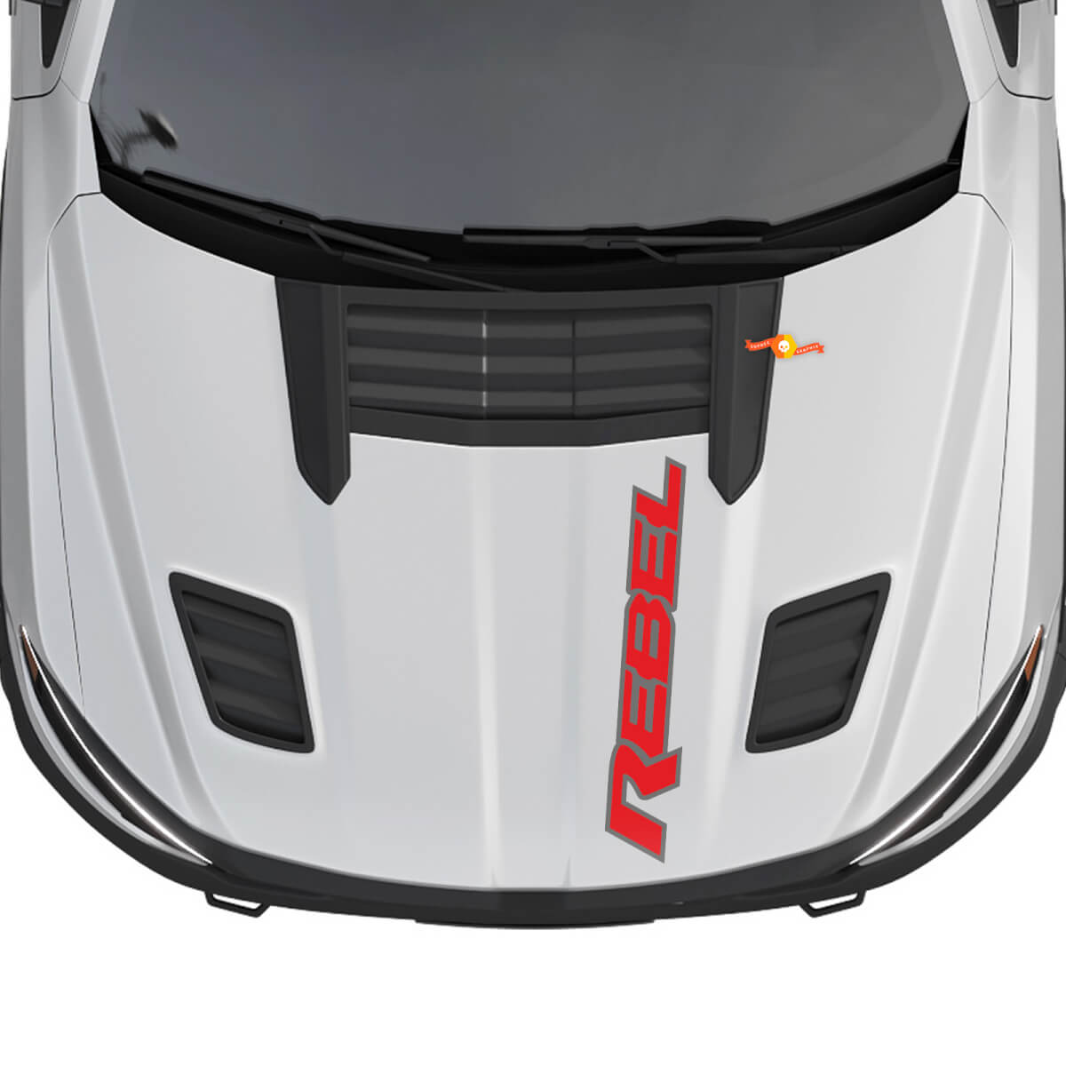 Dodge Ram 1500 Rebel Hood Logo Decalcomania in vinile Adesivo grafico 2 colori
