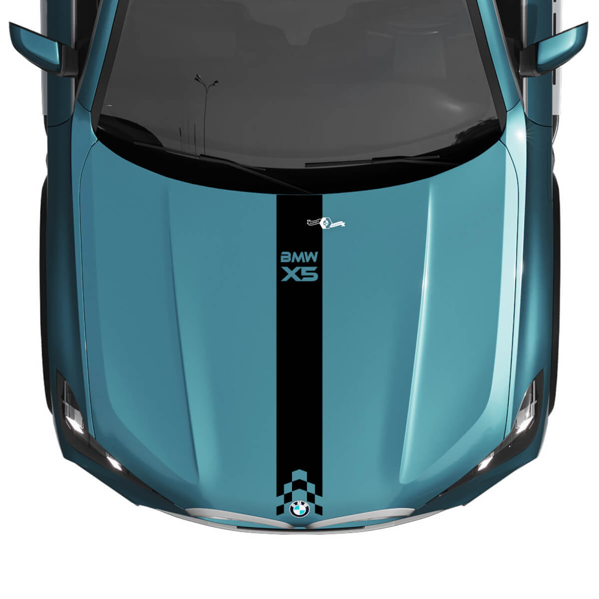 Decalcomania a strisce a scacchi sul cofano BMW X5 G05 - Vinile M Performance 3
