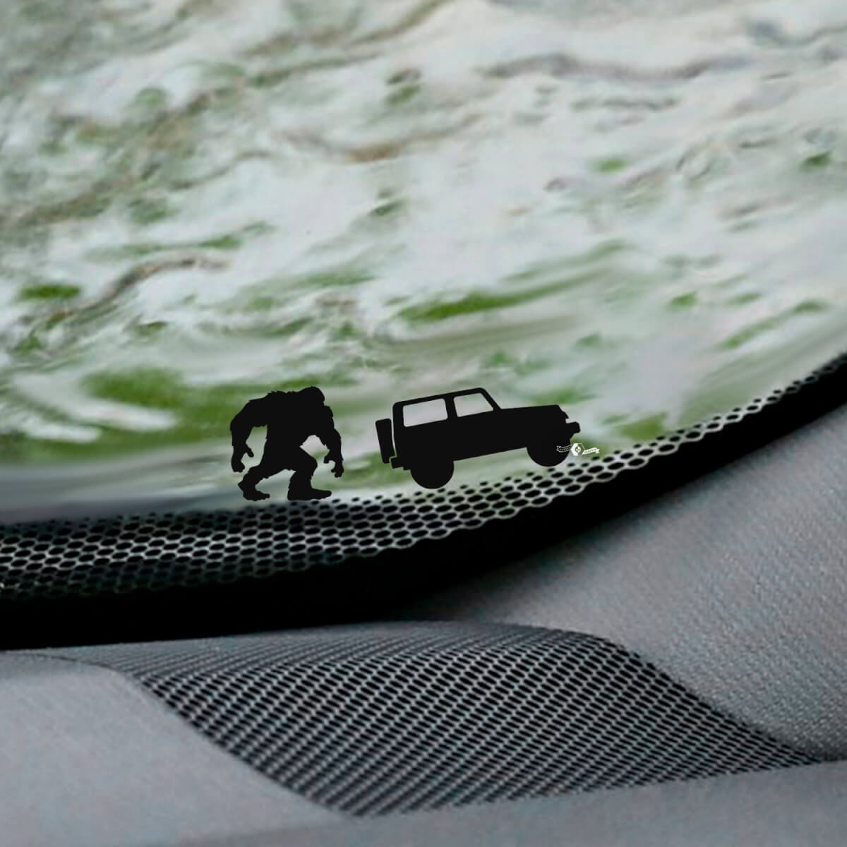 Yeti Bigfoot Jeep Wrangler parabrezza Easter Egg Corner Decal - Grafica in vinile personalizzata 2
