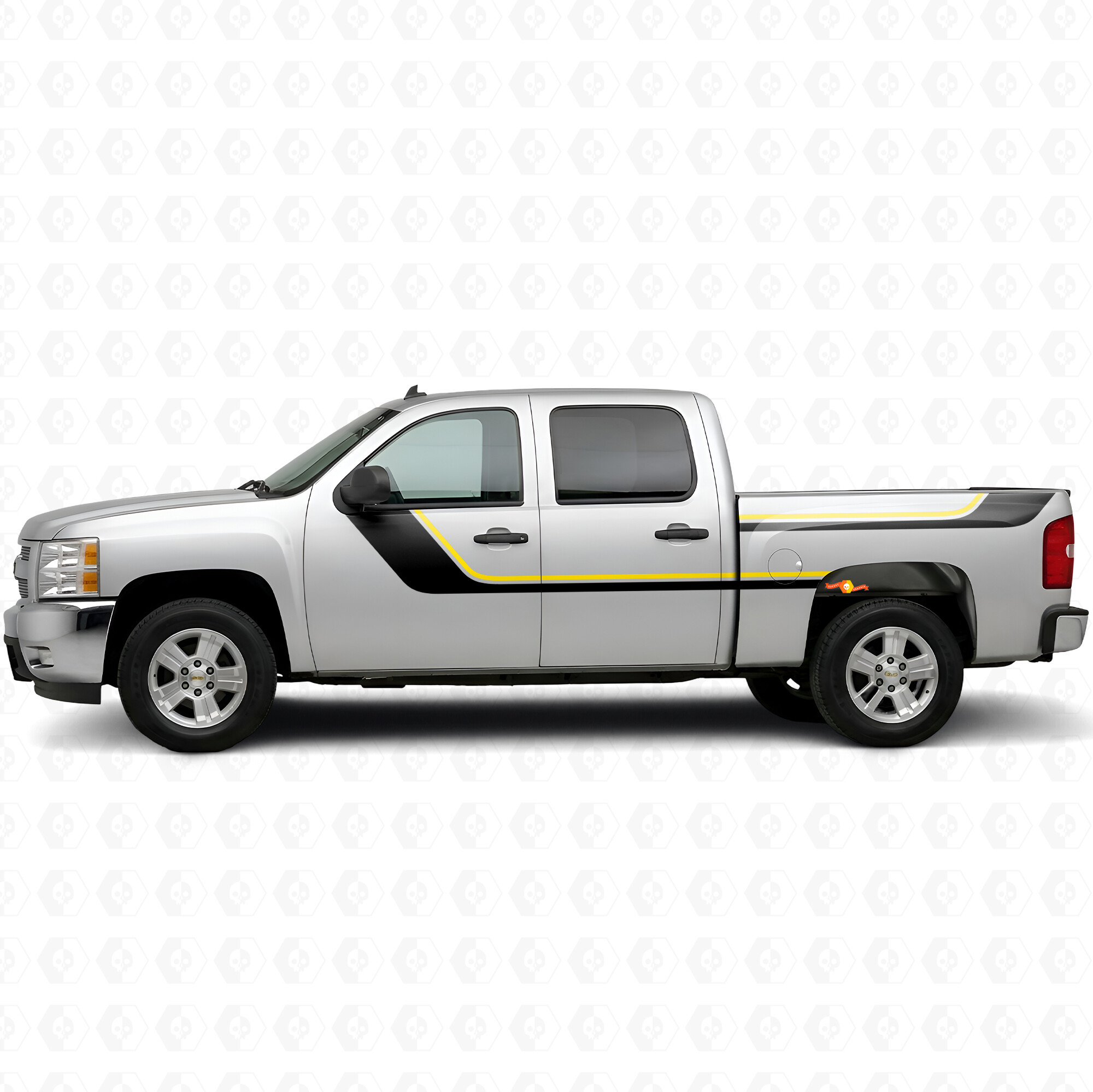 Strisce in vinile accentate superiori spazzolanti per porta e fiancata per Chevrolet Silverado 1500 GMT900 2007-2013