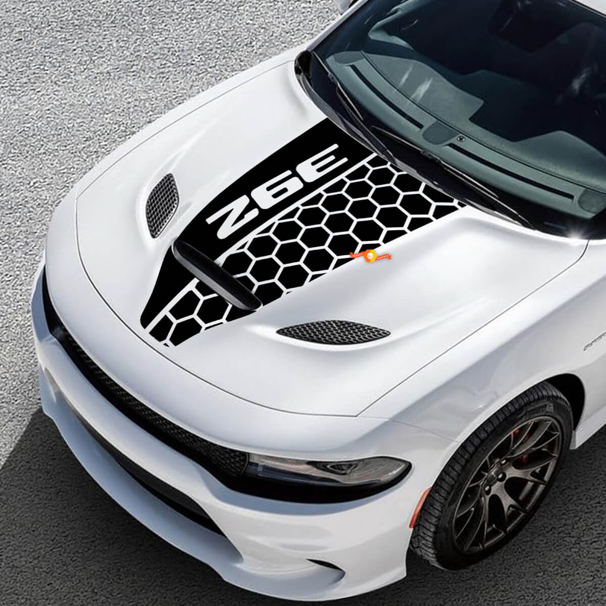 Adesivo decalcomania da corsa in vinile Hemi per cofano Dodge 392 Challenger o Charger 2
