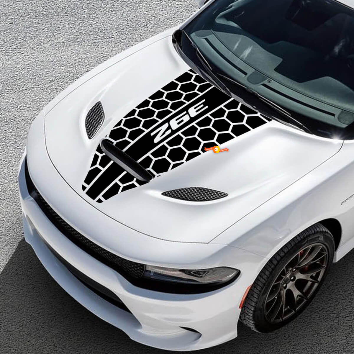 Adesivo decalcomania da corsa in vinile Hemi per cofano Dodge 392 Honeycomb Challenger o Charger
