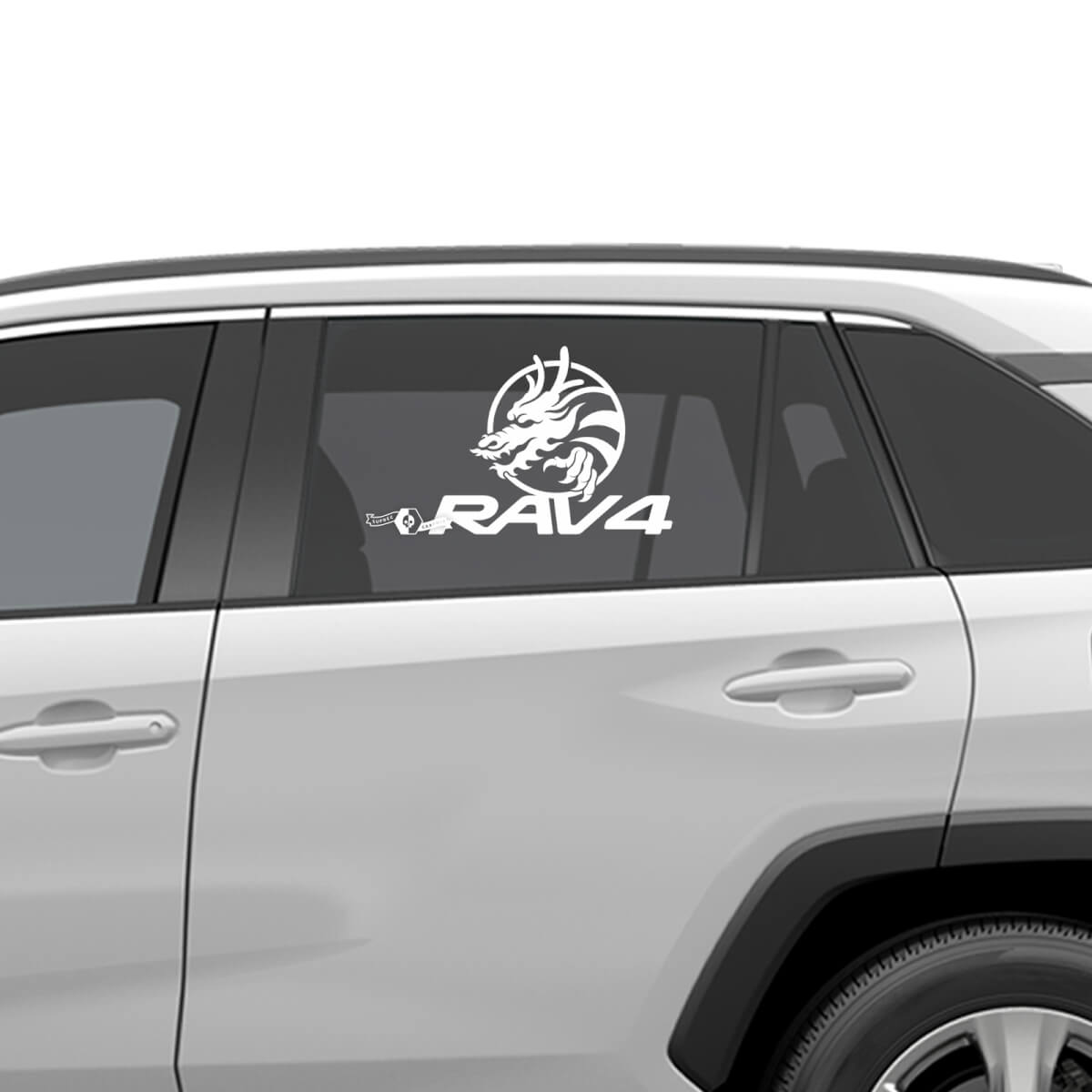 Adesivo grafico per decalcomania in vinile con grafica del drago Rav4 per finestrino laterale adatto per Toyota RAV4
