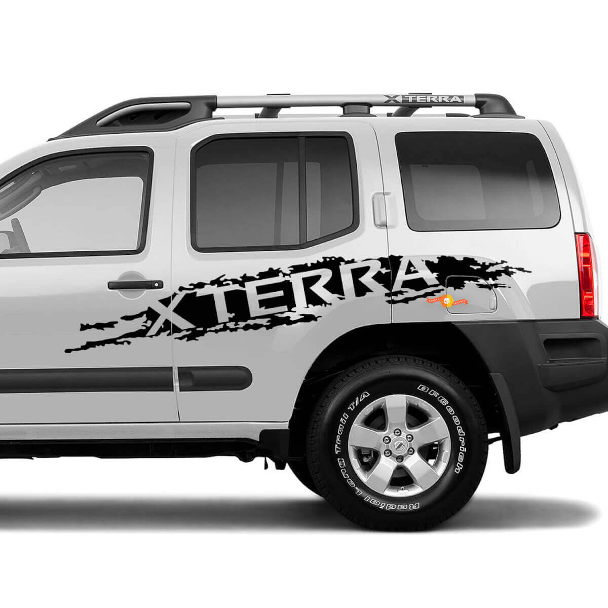 Decalcomanie per adesivi in ​​vinile con grafica Nissan Xterra invecchiata Grunge sul lato del letto
